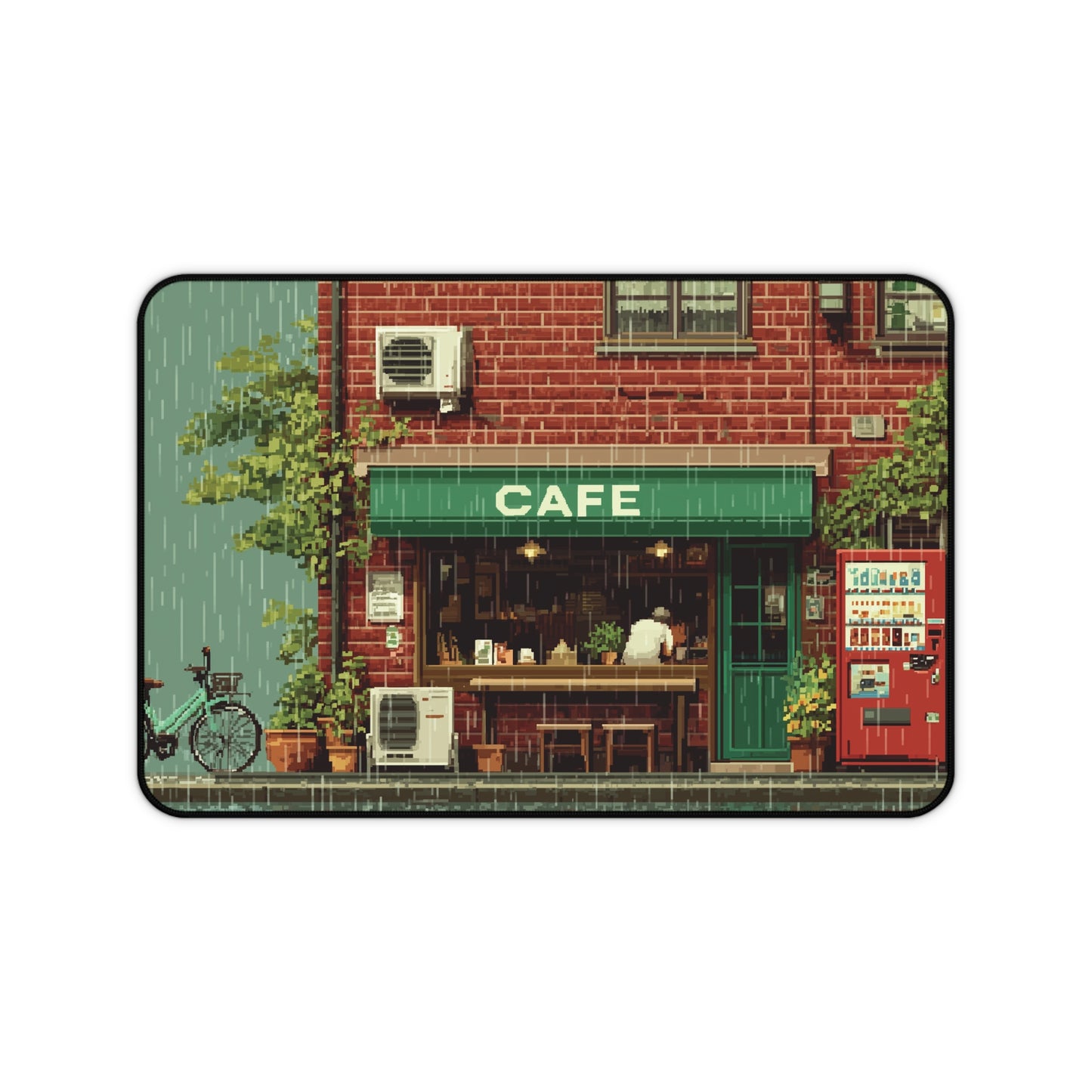 Coffee Shop Mouse Pad XL Pixel Art Style