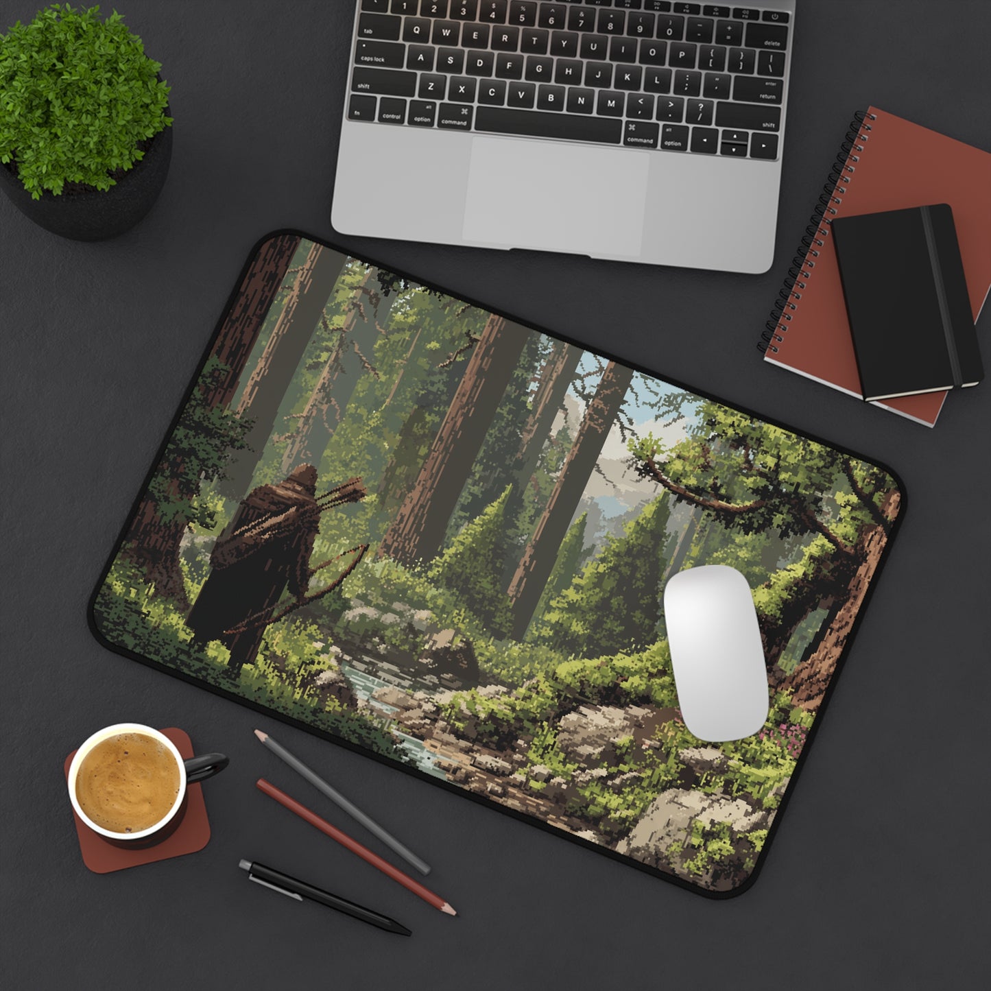 Forest Ranger Desk Pad: Pixel Art Gaming Mats