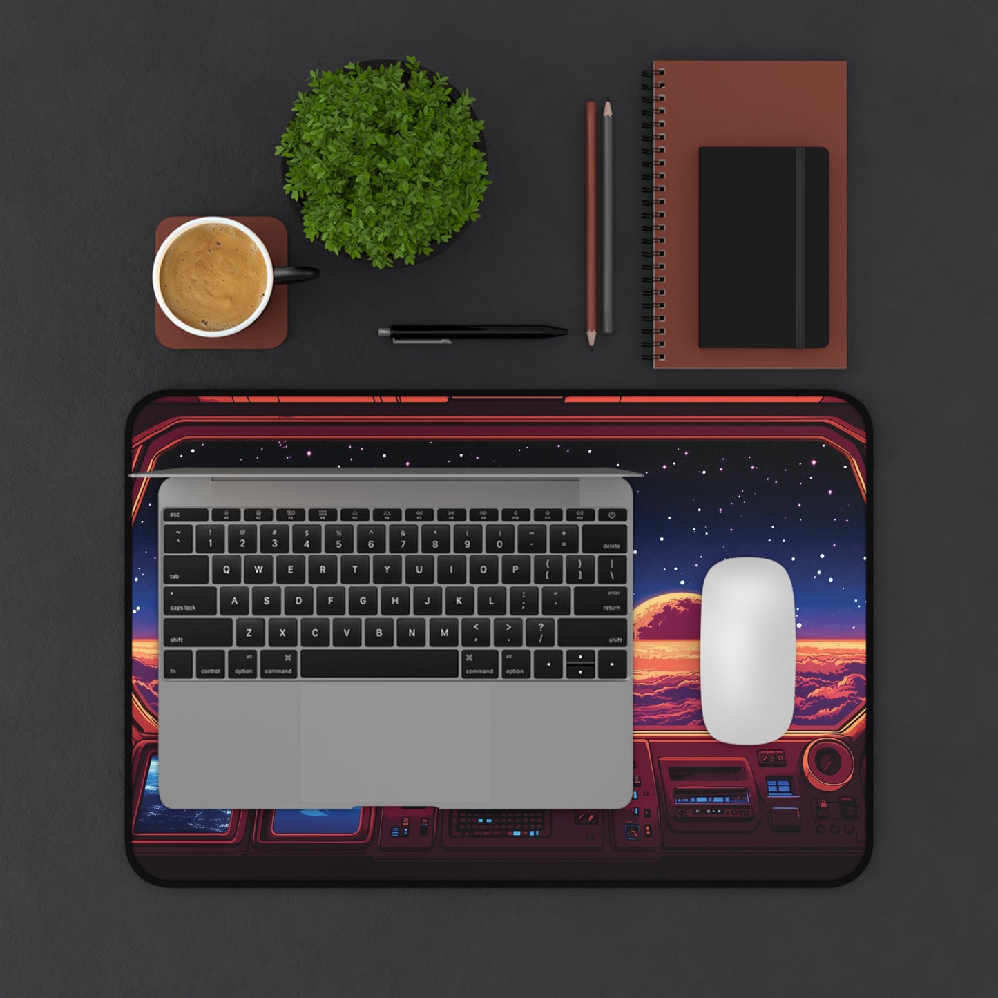 Space Desk Mat Anime Style, Spacecraft Gaming Mouse Pad XL