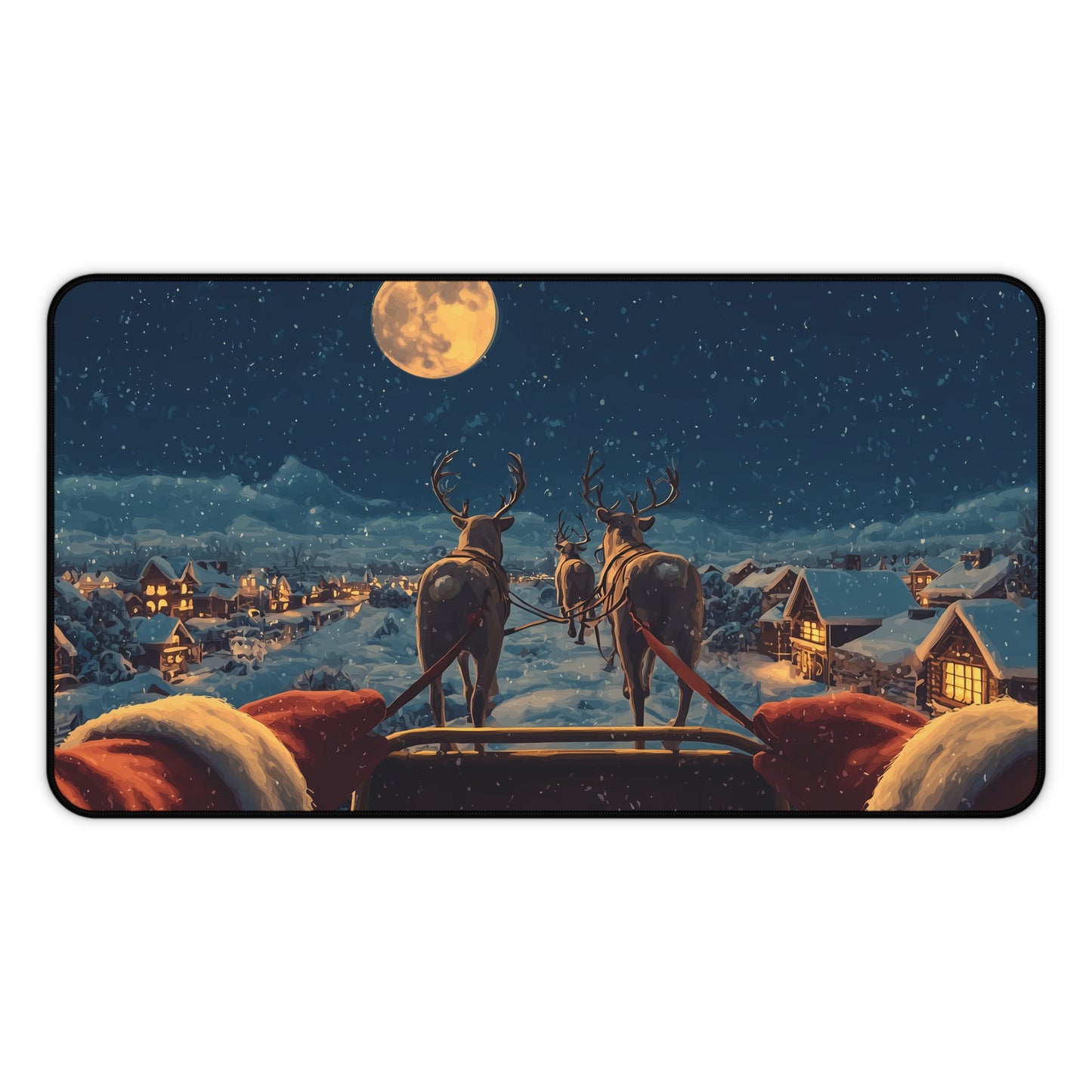 Christmas Night Desk Mat, Snow Holiday Office Decor