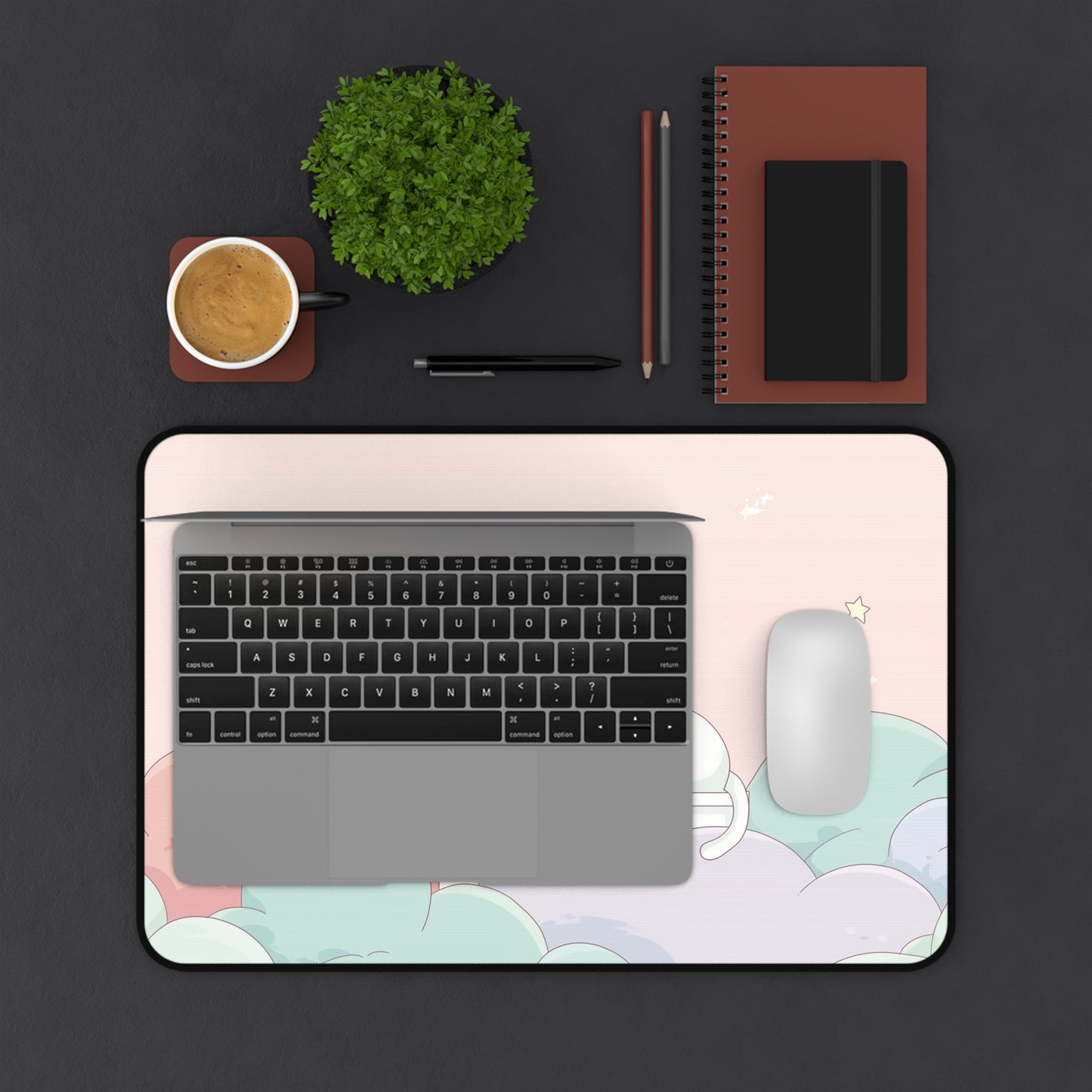 Cute Dreamy Cat Mouse Pad Kawaii Style