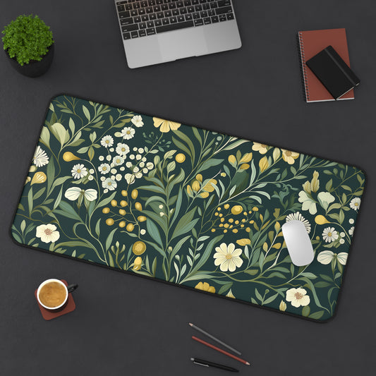 Aesthetic Floral Desk Mat, Botanical Mouse Pad, Cottagecore Desk Pad
