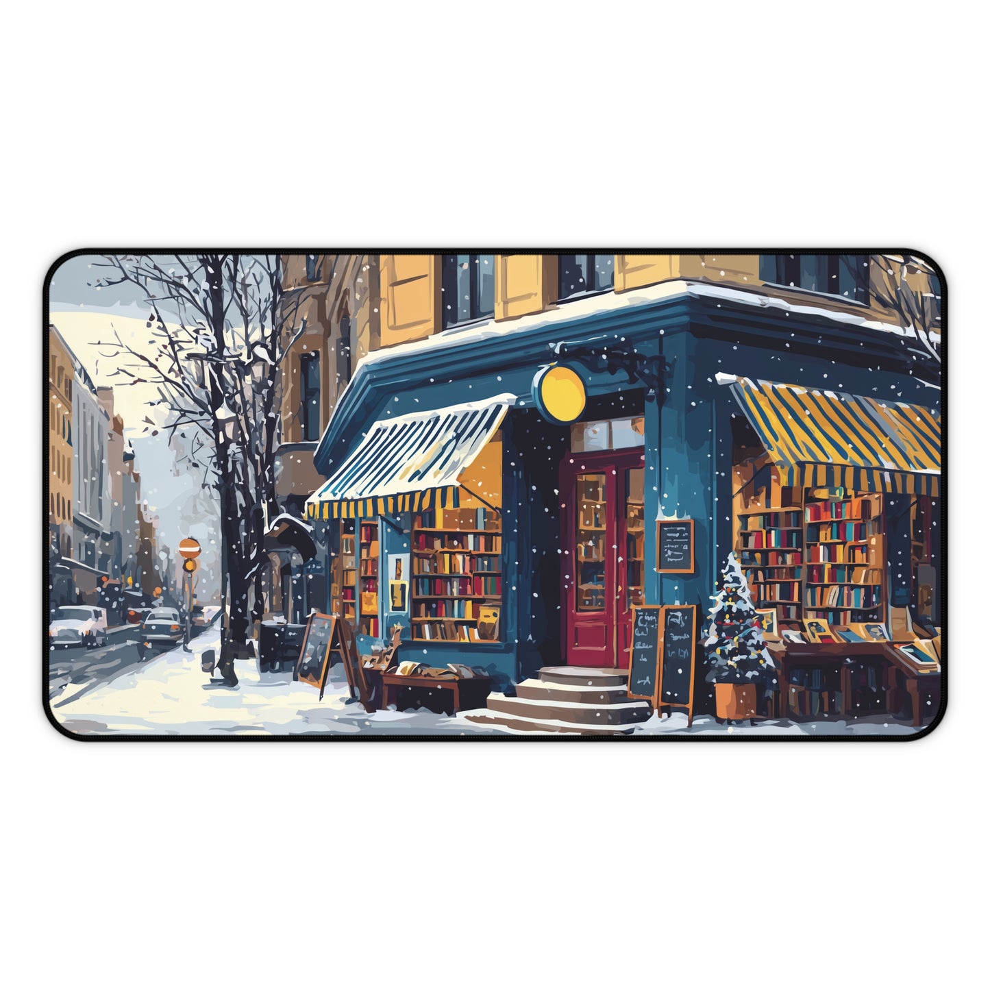 Serene Christmas Desk Pad, Book Lovers Mouse Pad