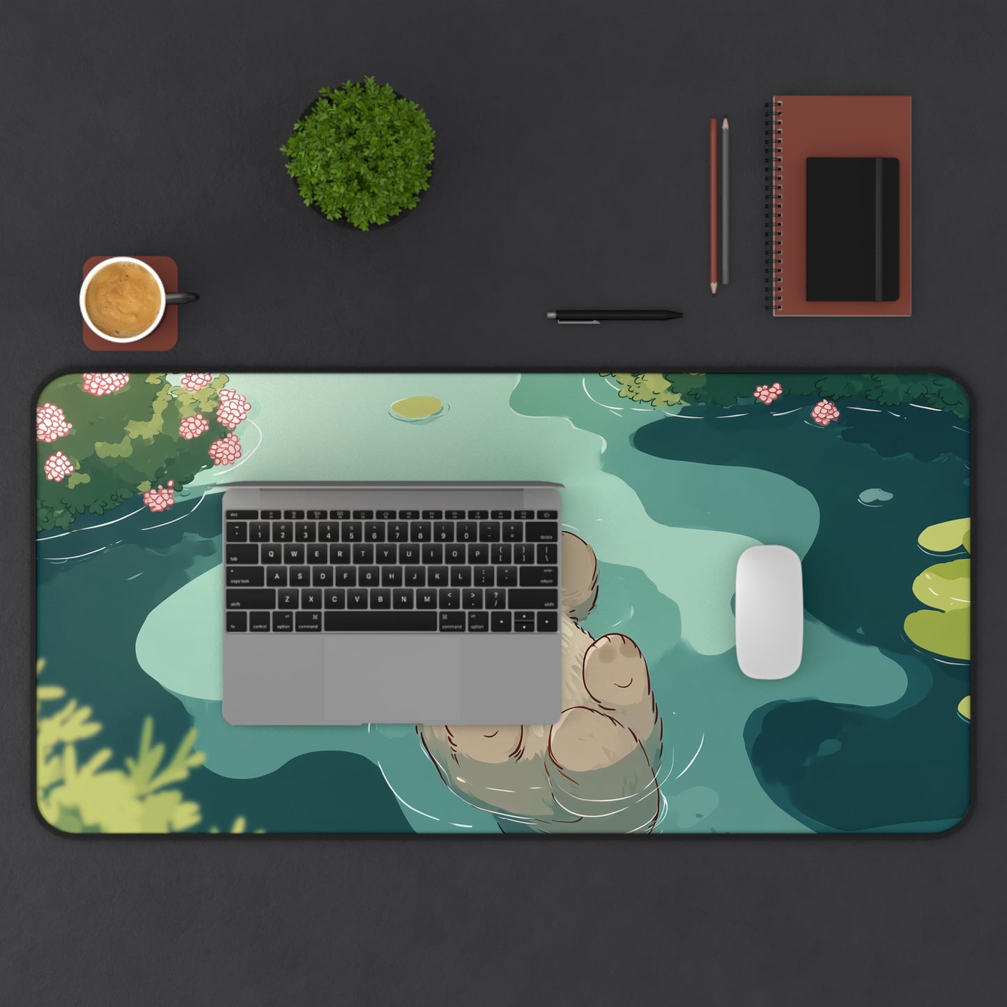 Otter Desk Mat Kawaii, Cute Serene Mouse Pad for Otter Lovers