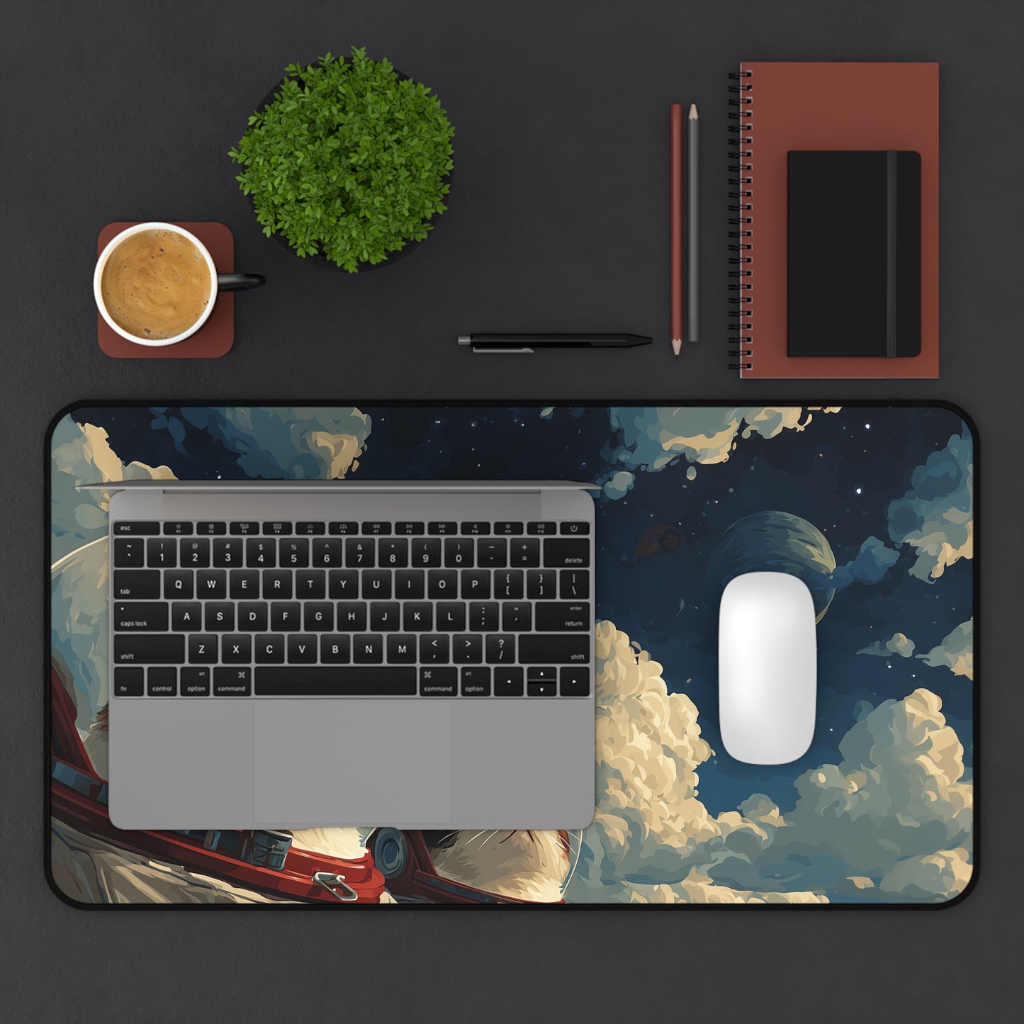 Astronaut Cats Desk Mat, Cat Lover Keyboard Mat