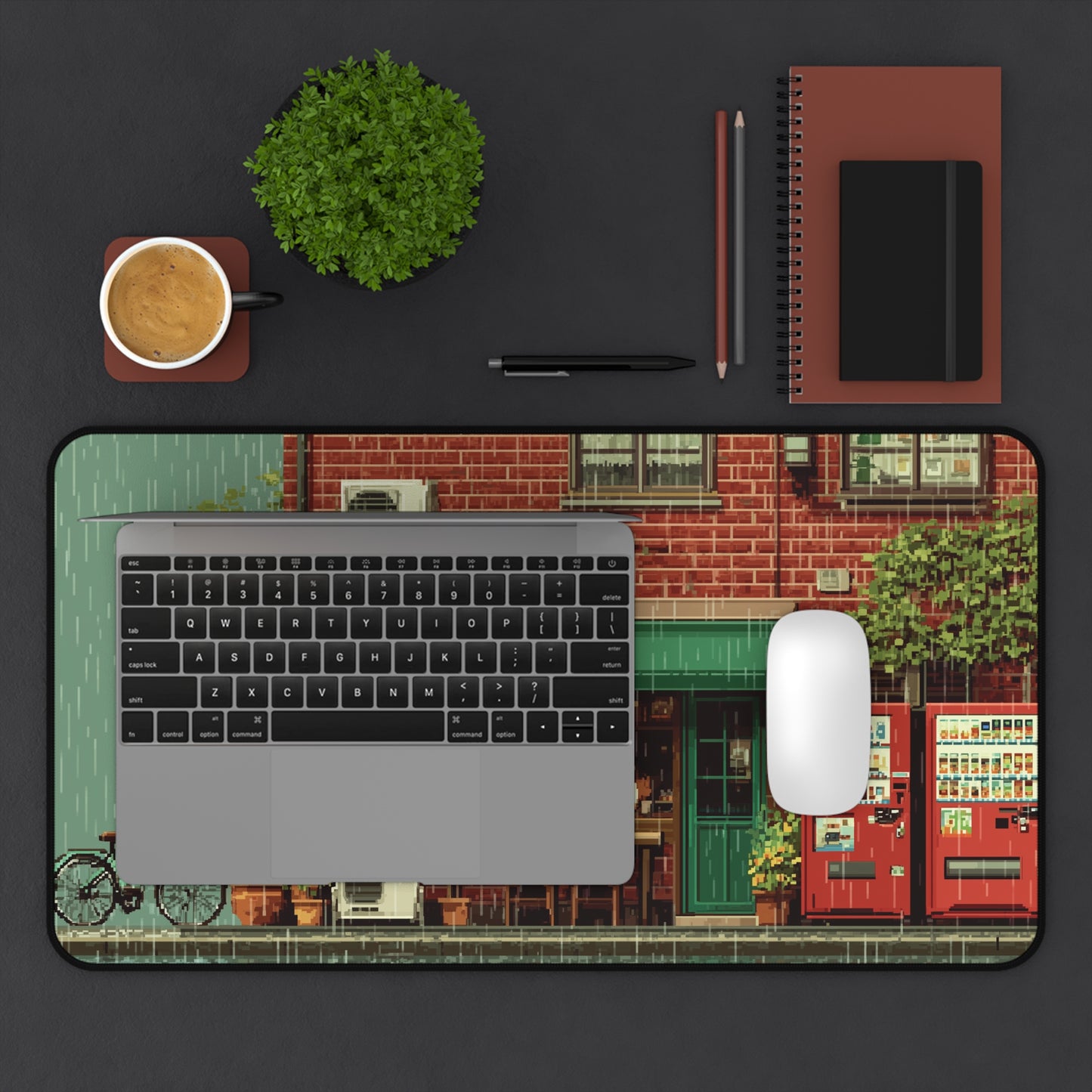 Coffee Shop Mouse Pad XL Pixel Art Style