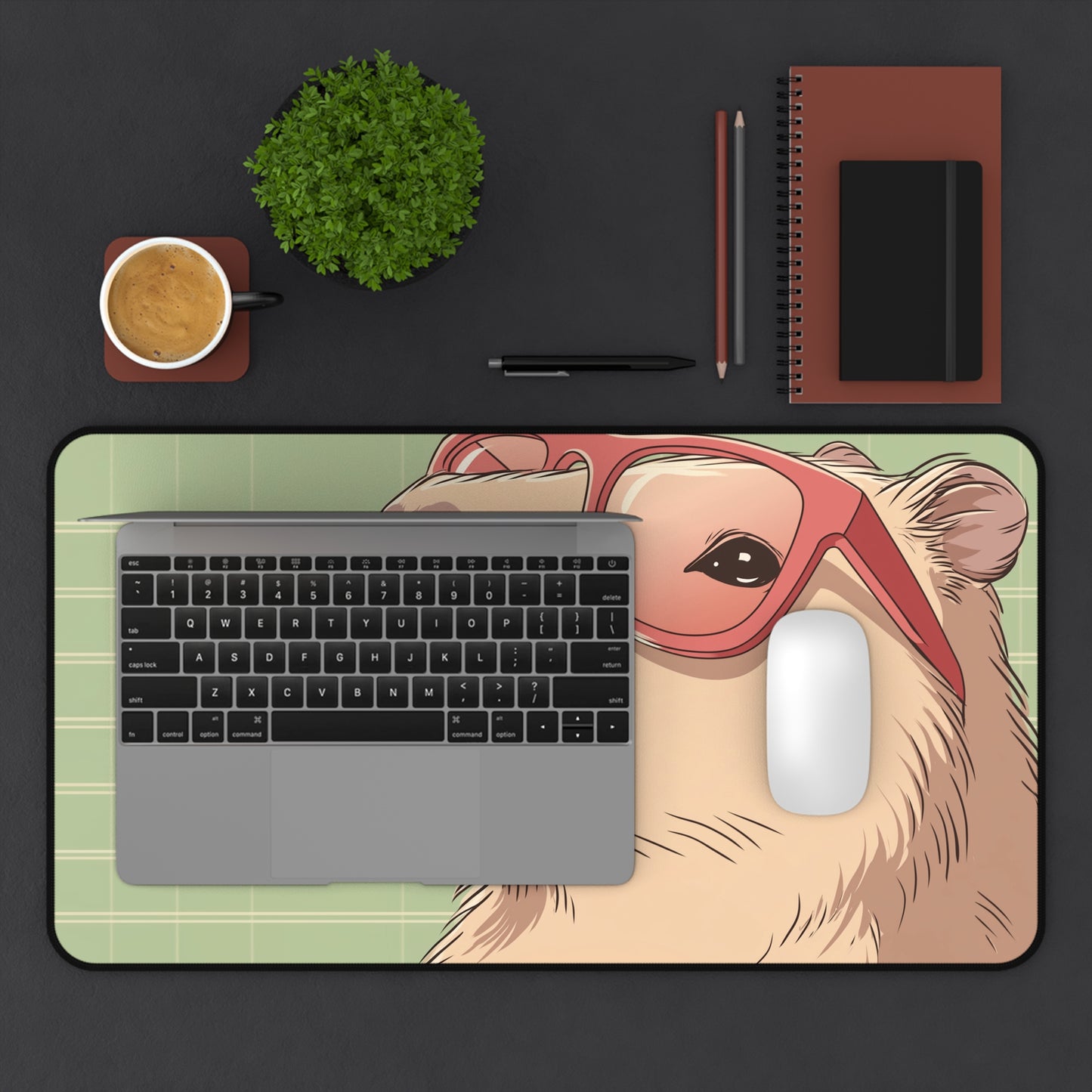 Capybara Desk Mat Kawaii, Cute Capy Mouse Pad