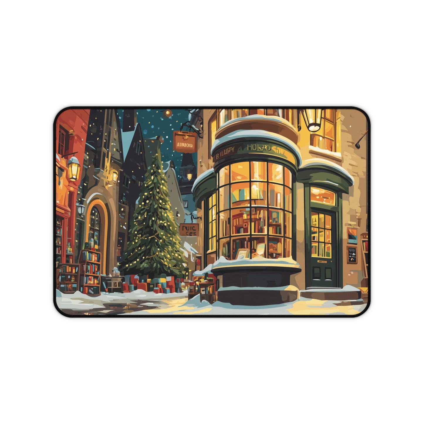Christmas Bookstore Desk Mat, Winter Desk Decor