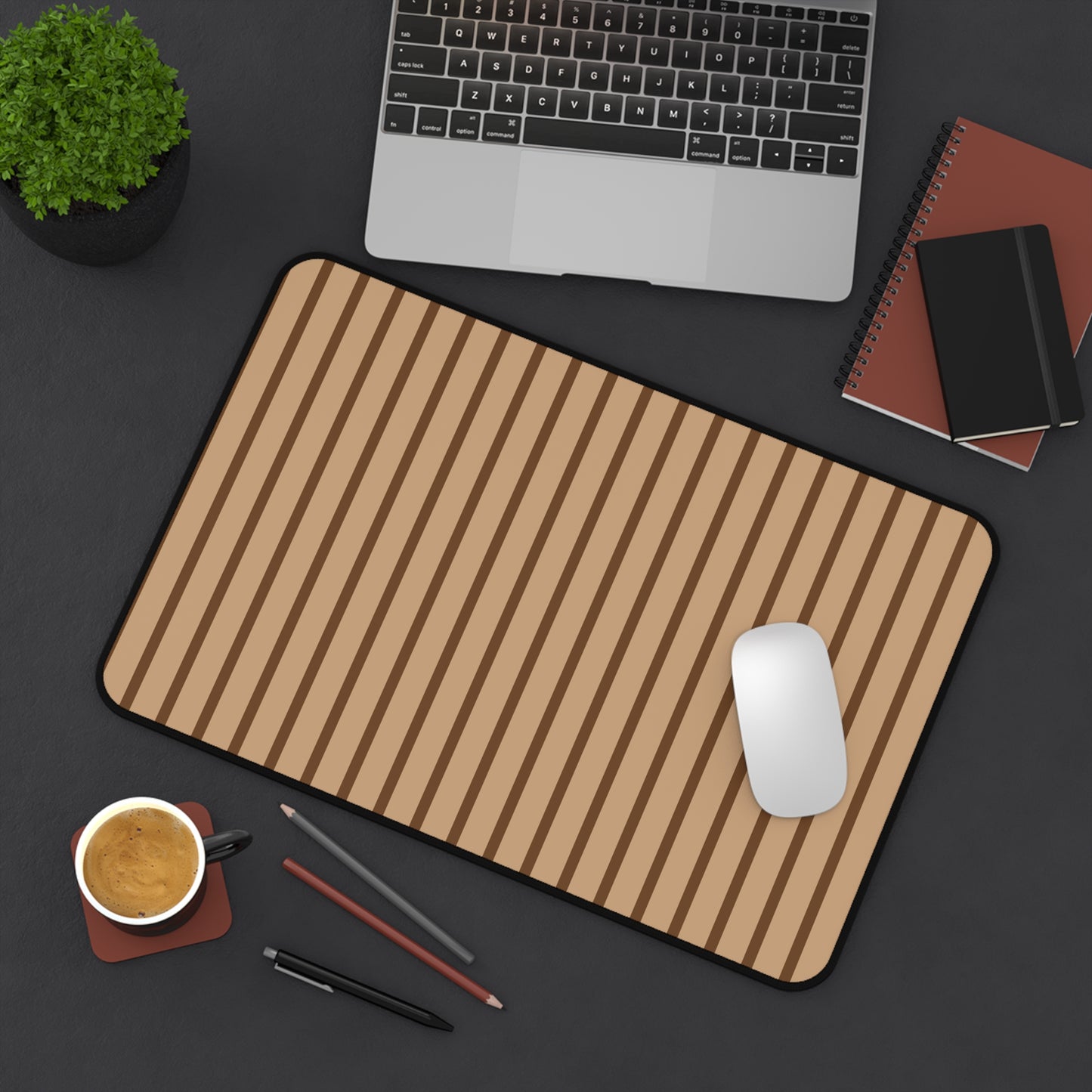 Striped Brown Desk Mat