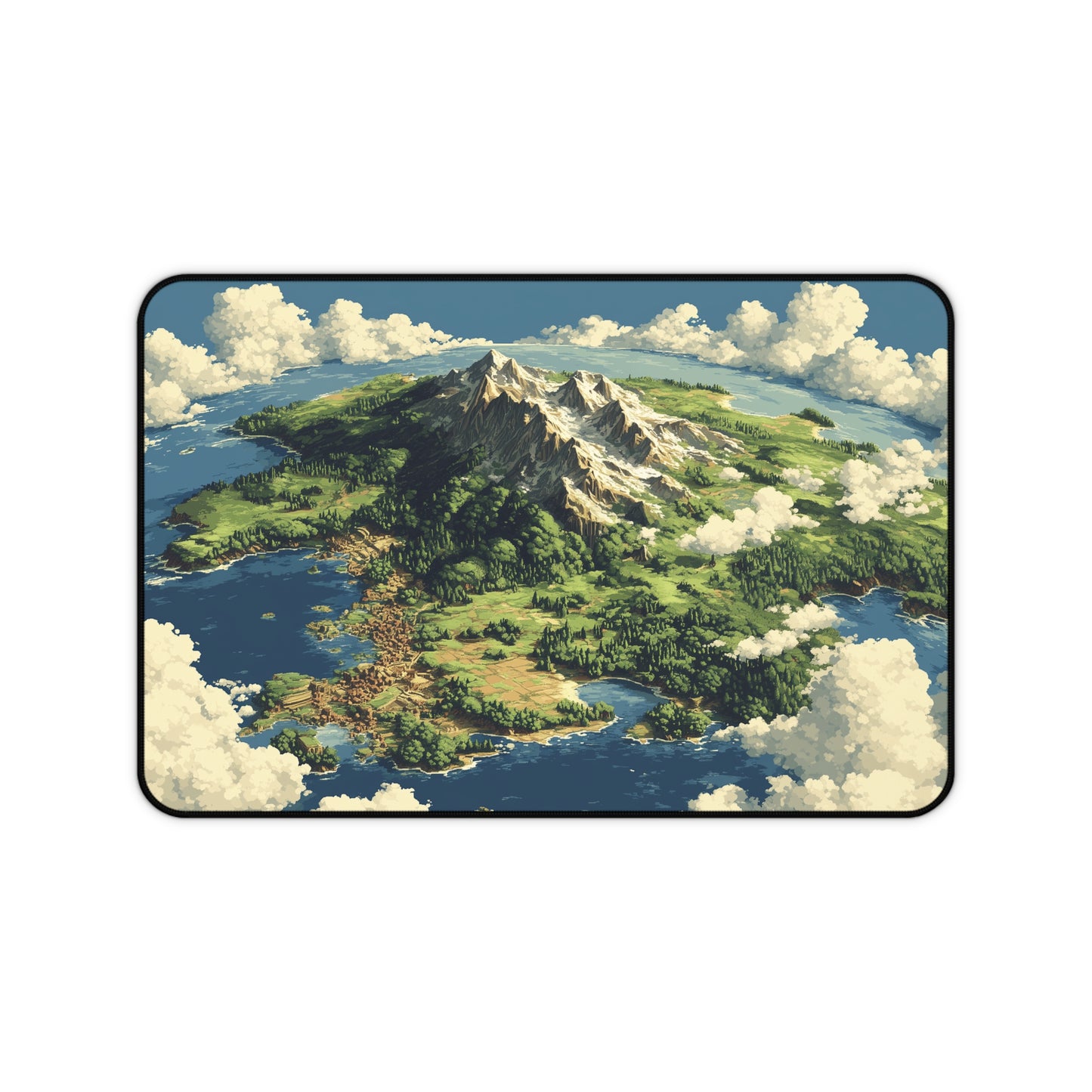 Fantasy World Map Desk Mat: Pixel Art Mouse Pad