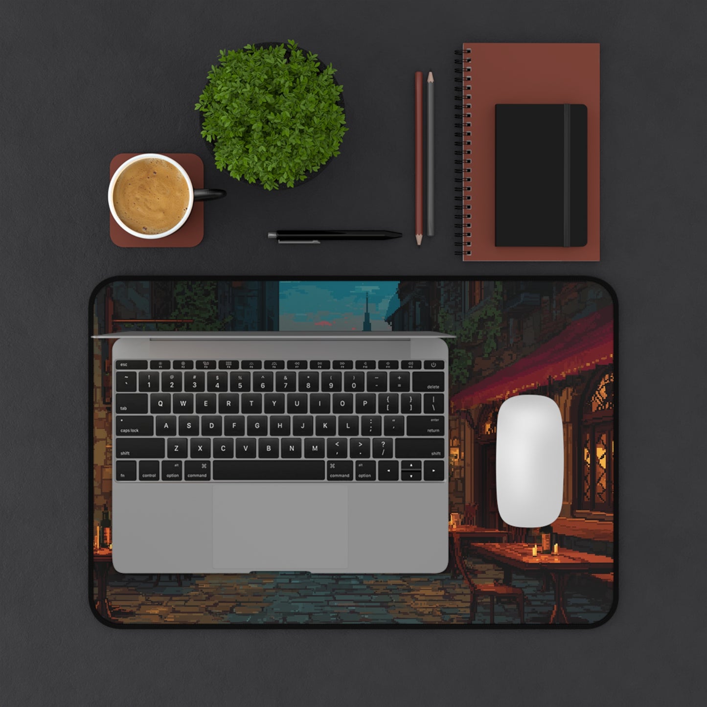Pixel Art Mouse Pad: Medieval City Desk Mat