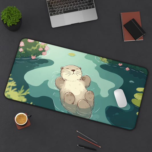 Otter Desk Mat Kawaii, Cute Serene Mouse Pad for Otter Lovers