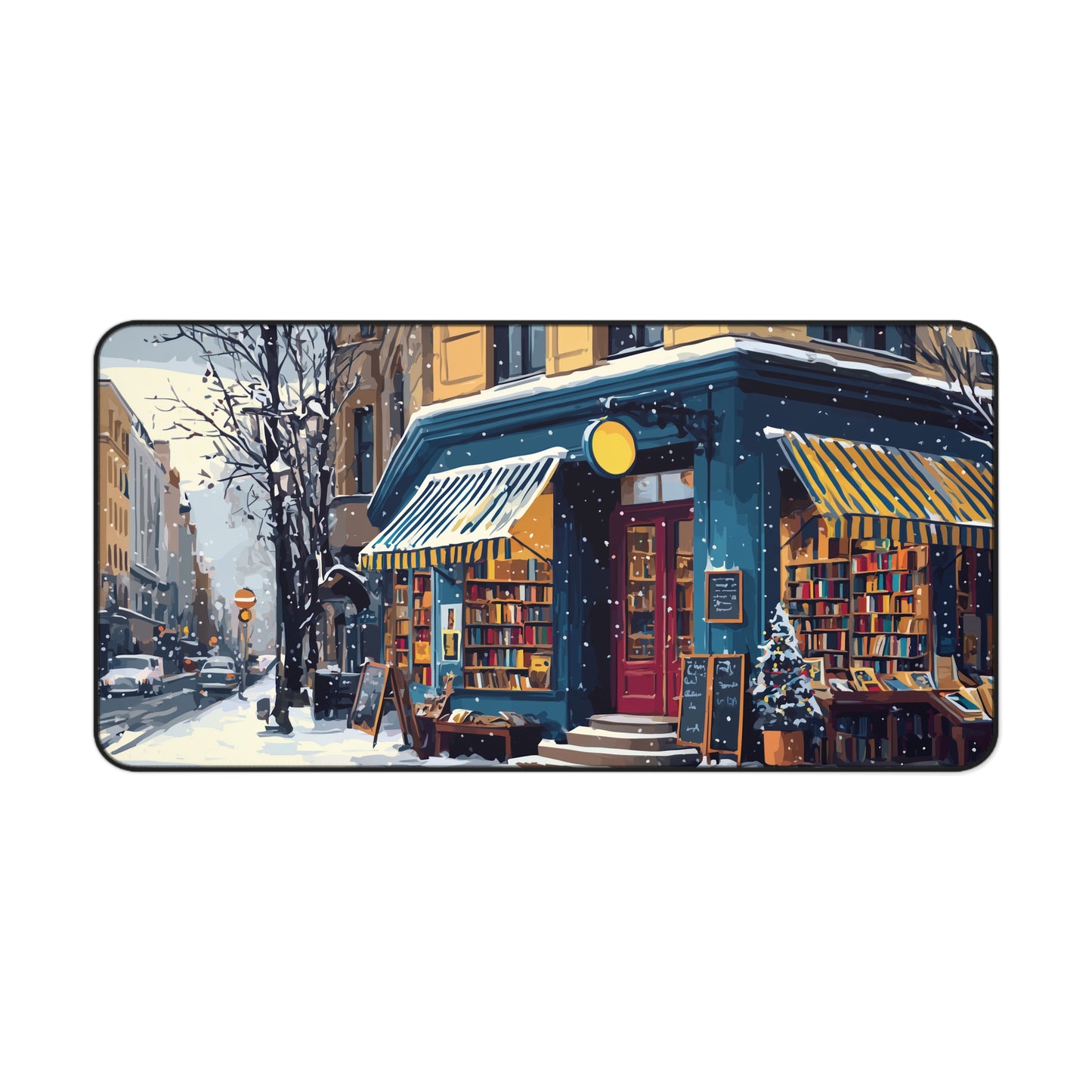 Serene Christmas Desk Pad, Book Lovers Mouse Pad