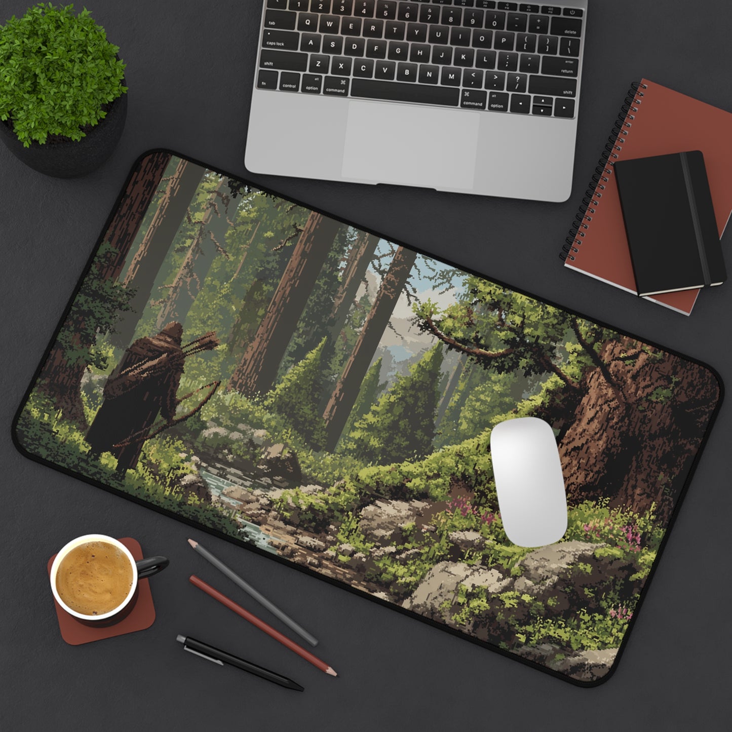 Forest Ranger Desk Pad: Pixel Art Gaming Mats
