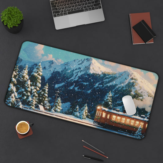 Red Train Desk Pad, Christmas Office Decor