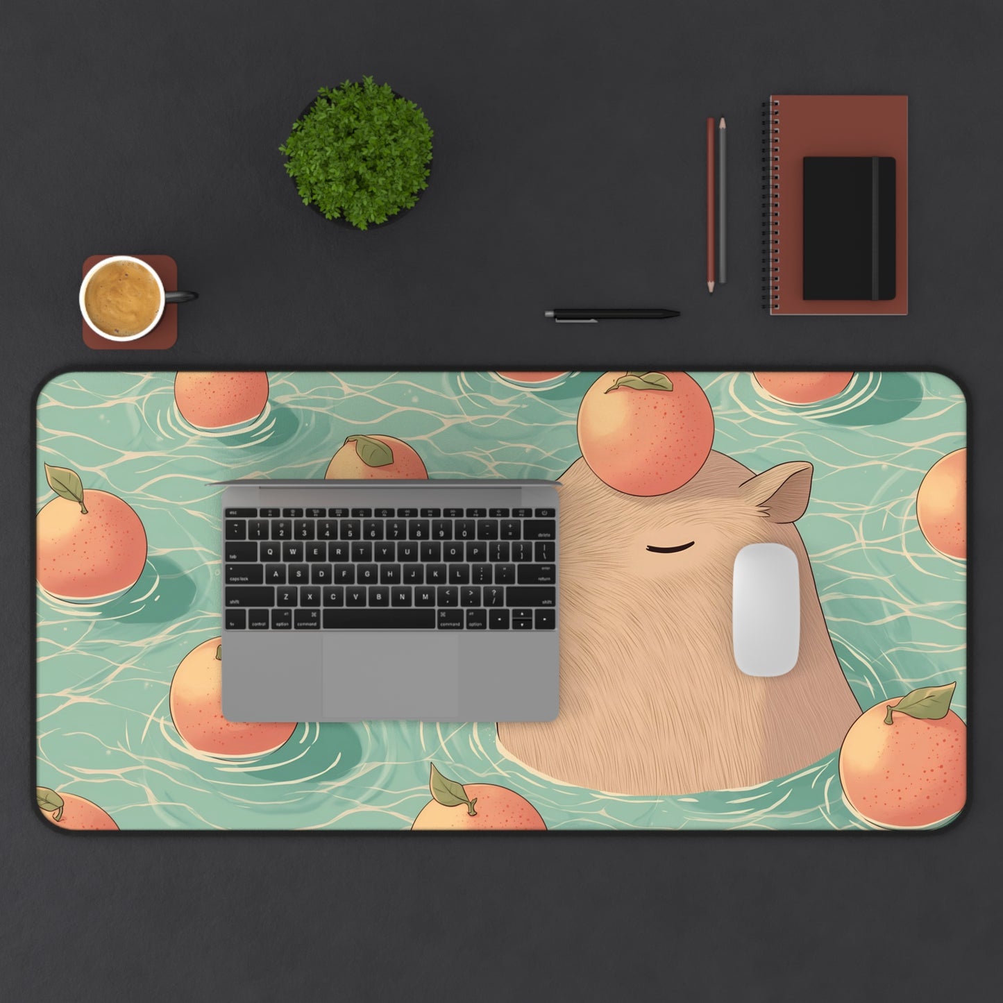 Capybara Desk Mat Kawaii, Large Gaming Capy Desk Pad