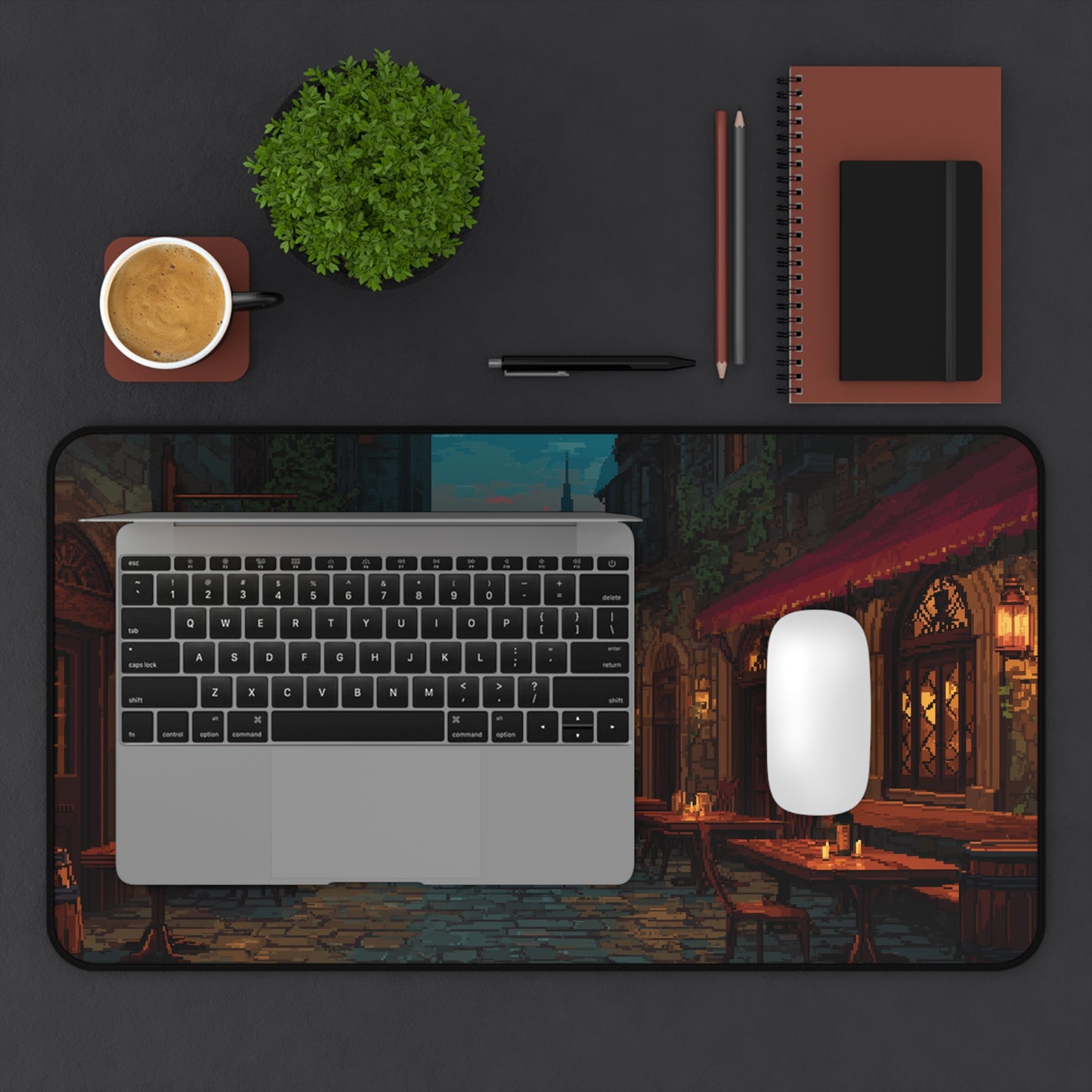 Pixel Art Mouse Pad: Medieval City Desk Mat