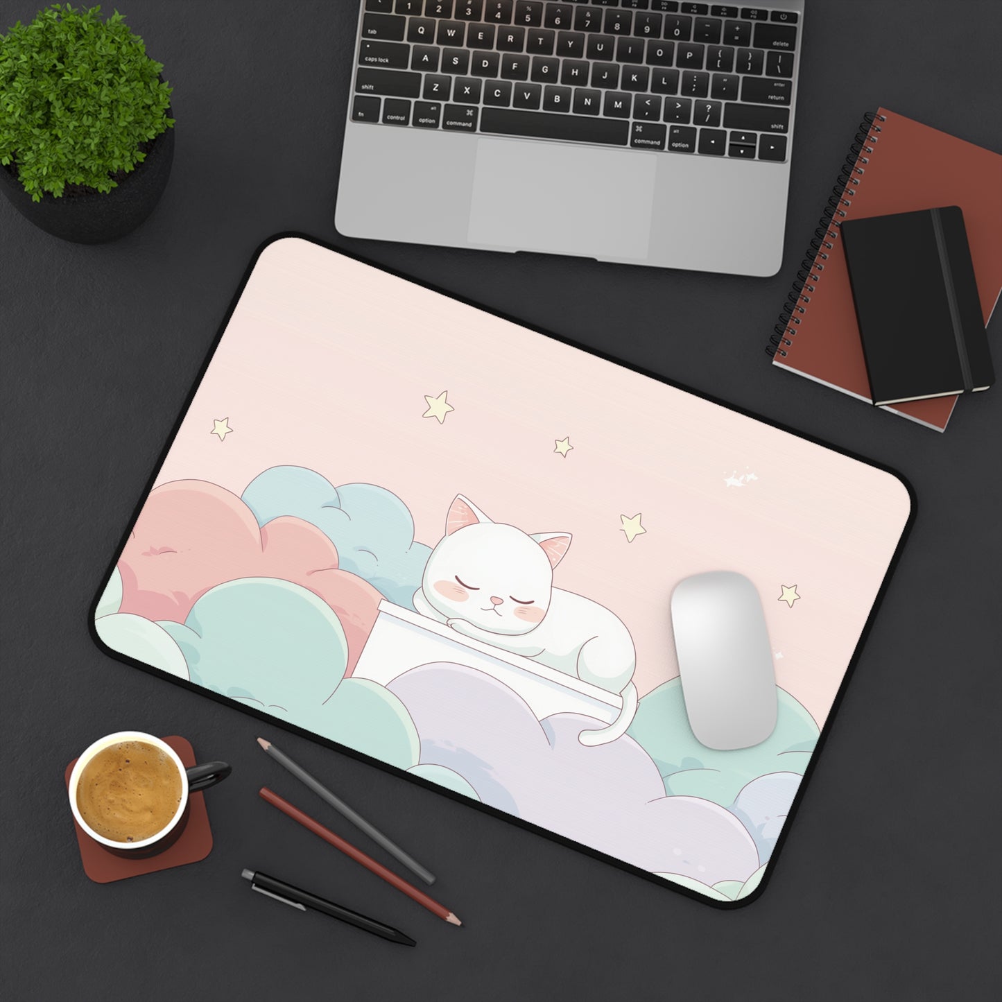 Cute Dreamy Cat Mouse Pad Kawaii Style