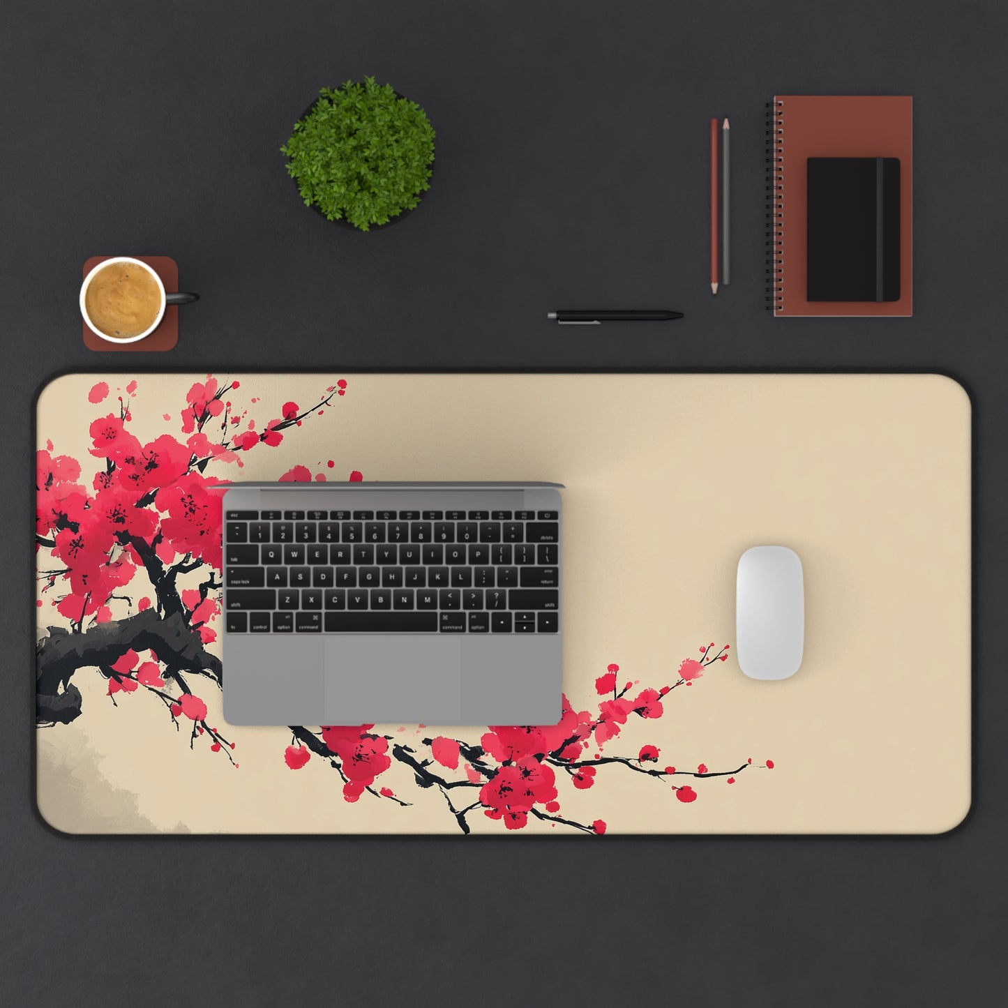 Cherry Blossom Desk Mat: Minimalist Japanese Sakura Mouse Pad