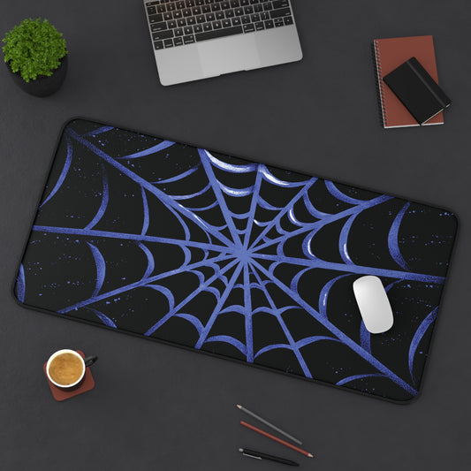 Blurple Spider Web Desk Mat, Halloween Aesthetic Mouse Pad
