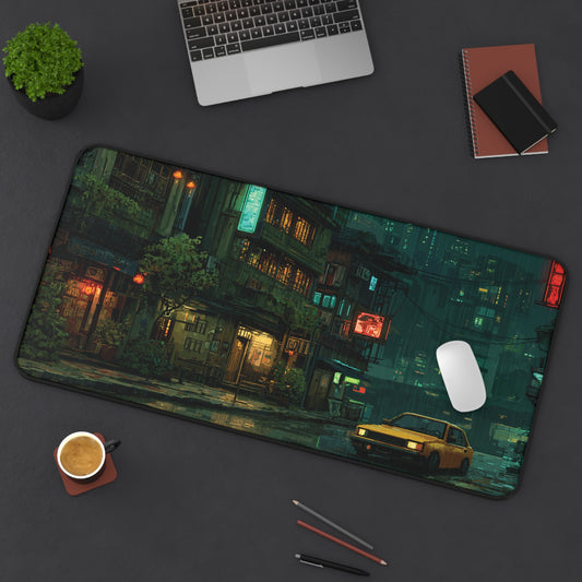 Cyberpunk City Mouse Pad Pixel Art Style