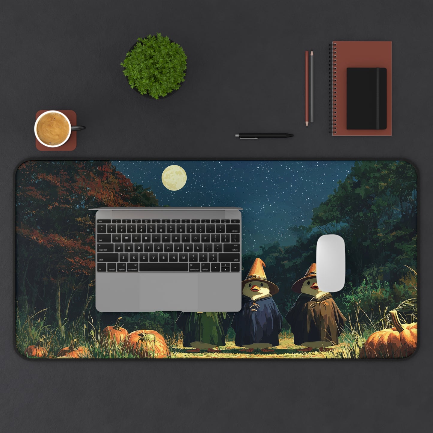 Witchy Duck Desk Mat, Spooky Mouse Pad for Halloween