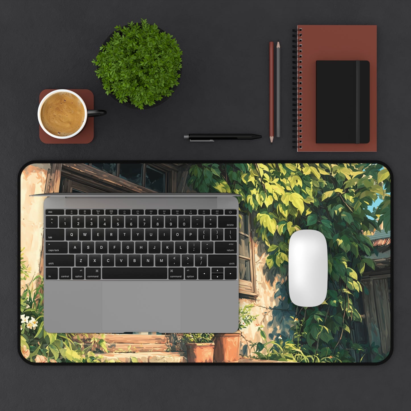 Ghost Cottage Desk Mat, Spooky & Cozy Halloween Vibes