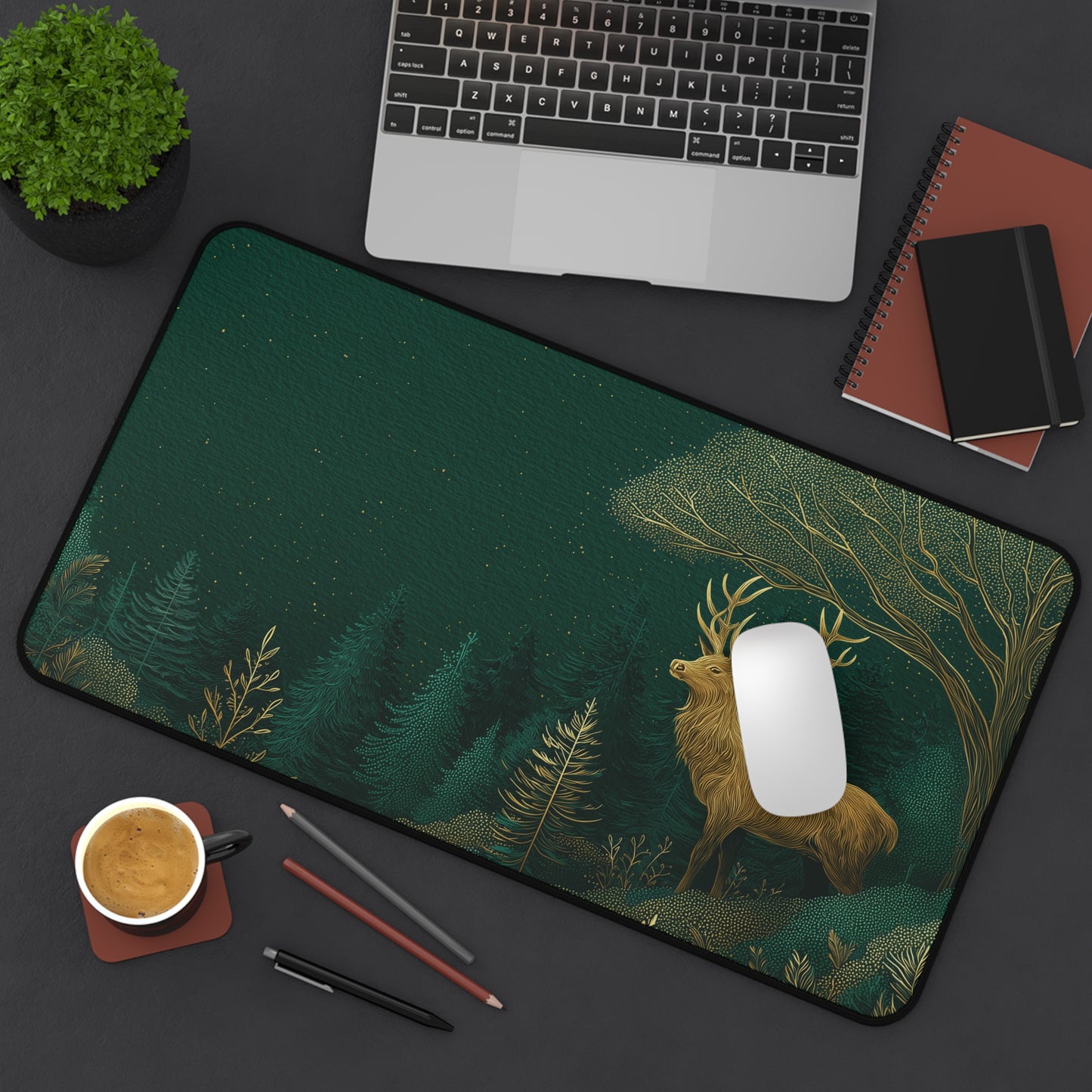 Green Forest Desk Pad, Christmas Office Decor