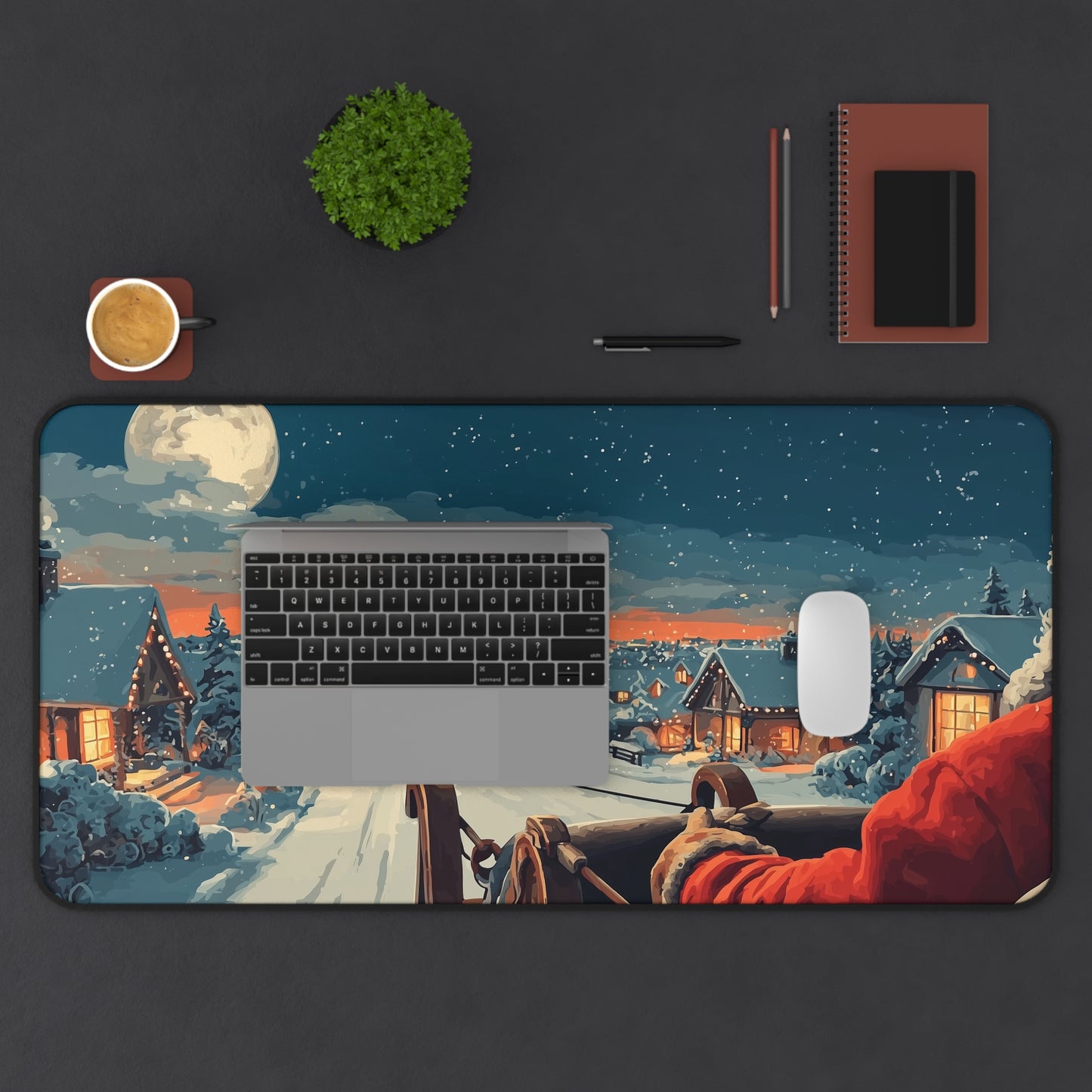 Christmas Night Desk Mat, Santa Winter Desk Pad