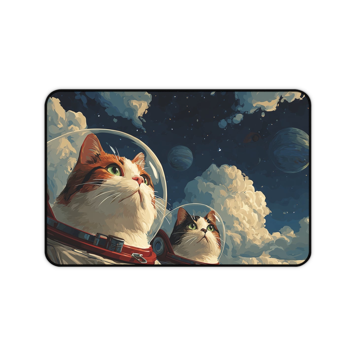 Astronaut Cats Desk Mat, Cat Lover Keyboard Mat