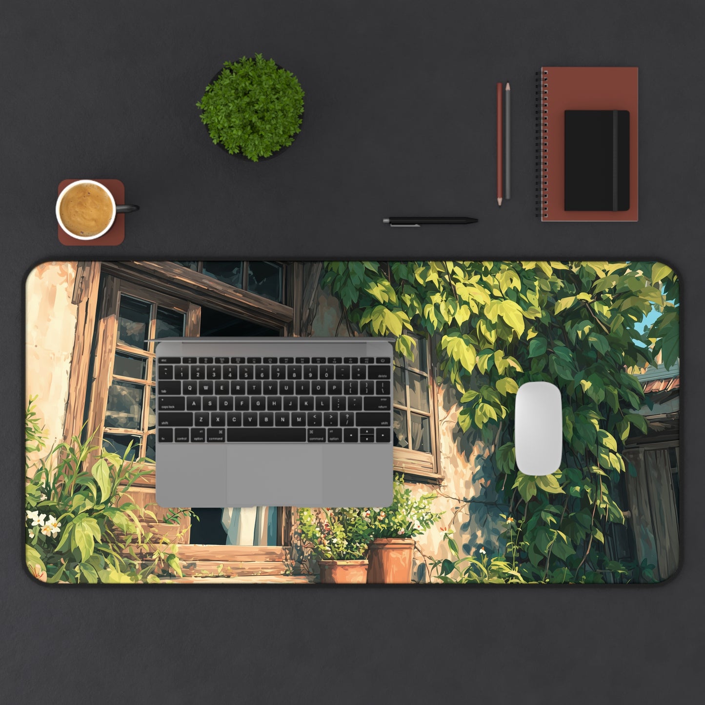 Ghost Cottage Desk Mat, Spooky & Cozy Halloween Vibes