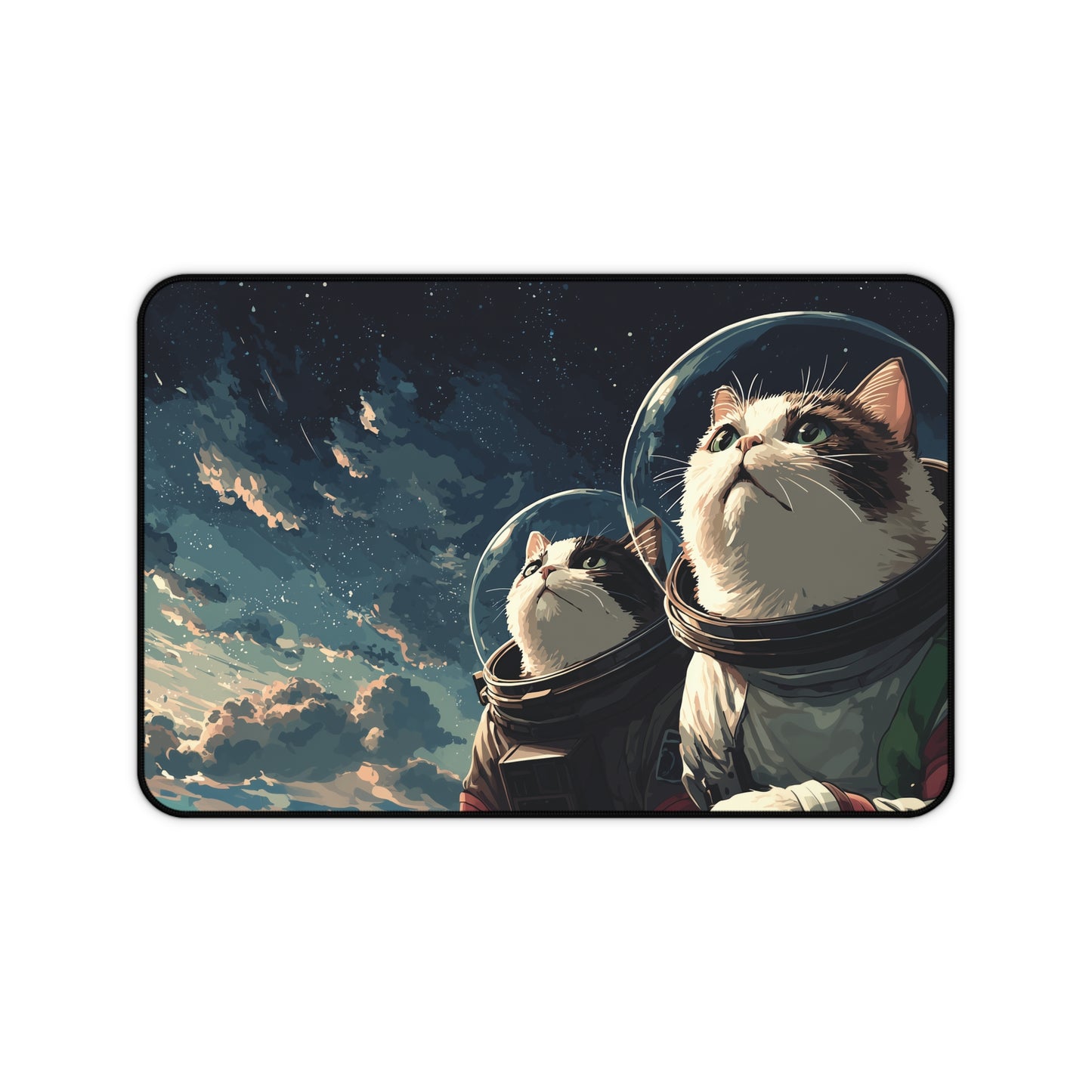 Funny Cats in Space Mouse Pad XL, Galaxy Kittens Desk Decor