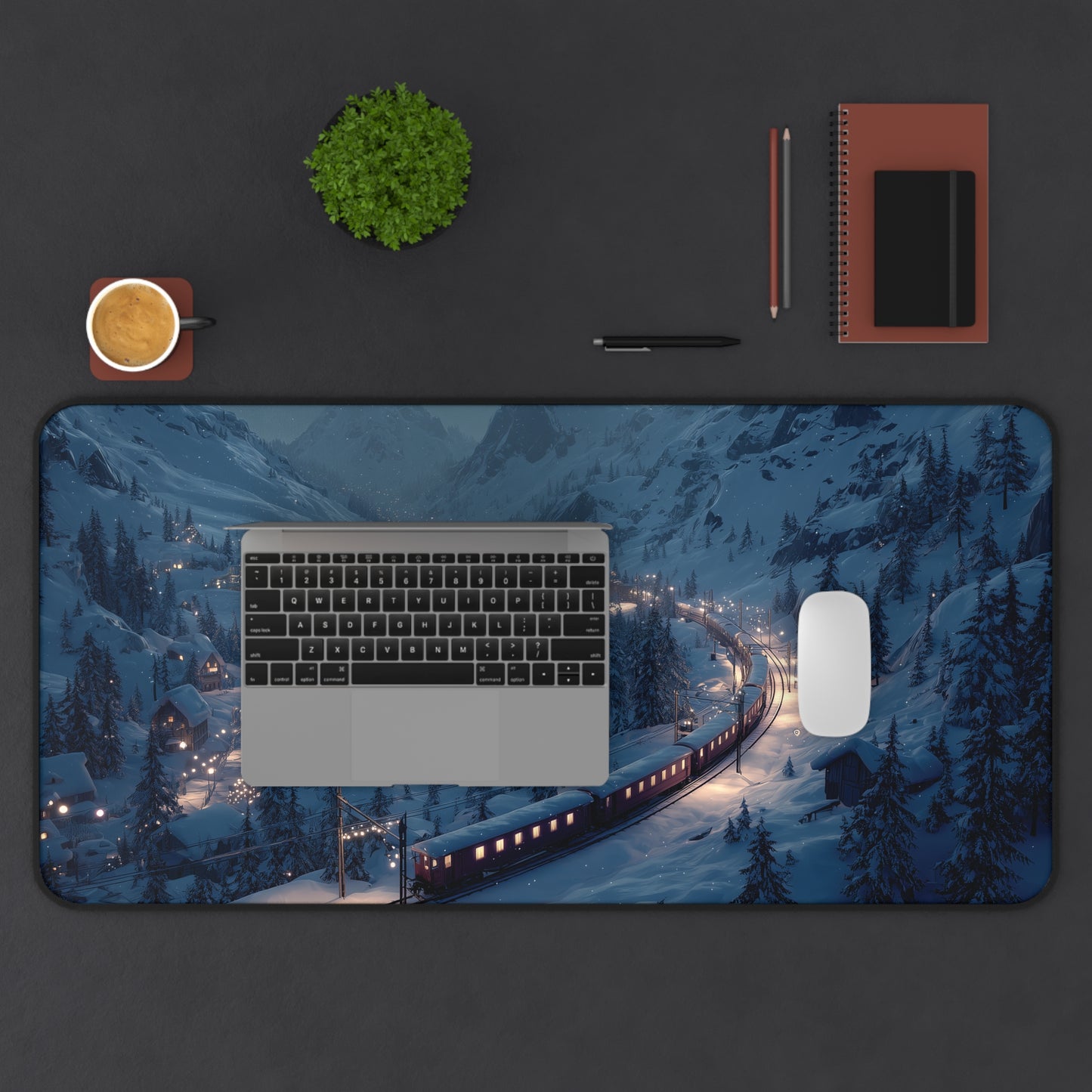 Christmas Train Desk Mat, Large Winter Mouse Pad