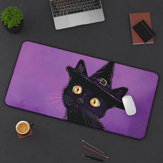Witchy Cat Keyboard Mat for Halloween Desk Decor