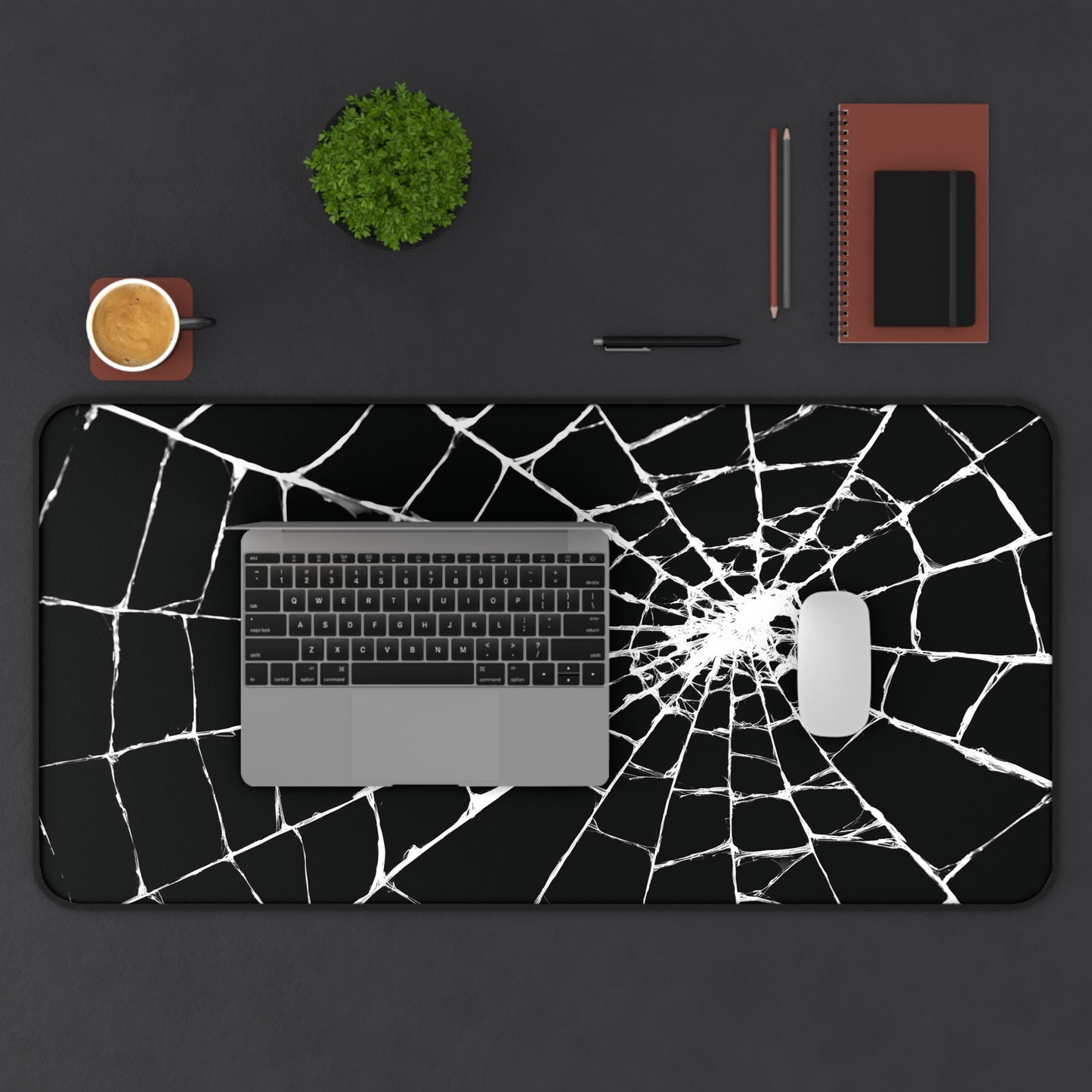 Spider Web Desk Pad Black and White for Halloween