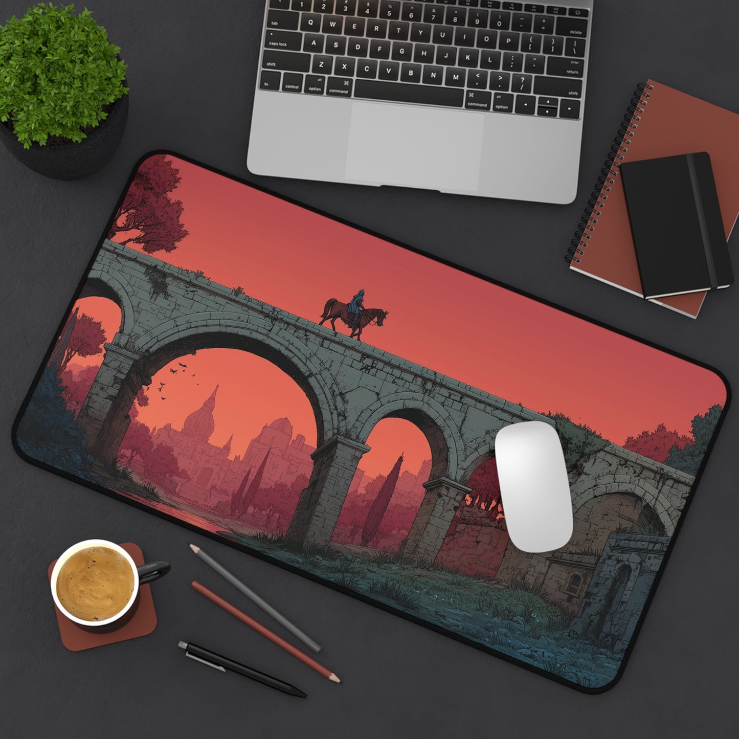 Knight Desk Mat: Pixel Art Mouse Pad XL