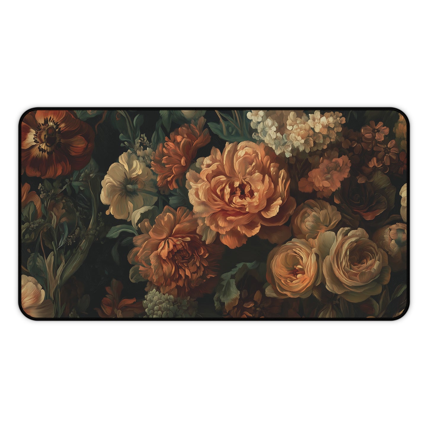 Artistic Floral Desk Mat, Vintage Rococo Flowers Mouse Pad, Elegant Desk Decor