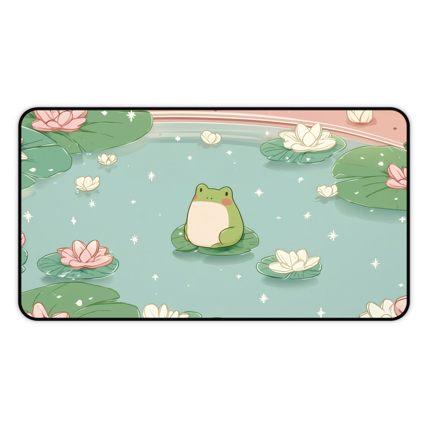 Cute Frog Gaming Mousepad Kawaii, Pastel Green Gamer Desk Pad