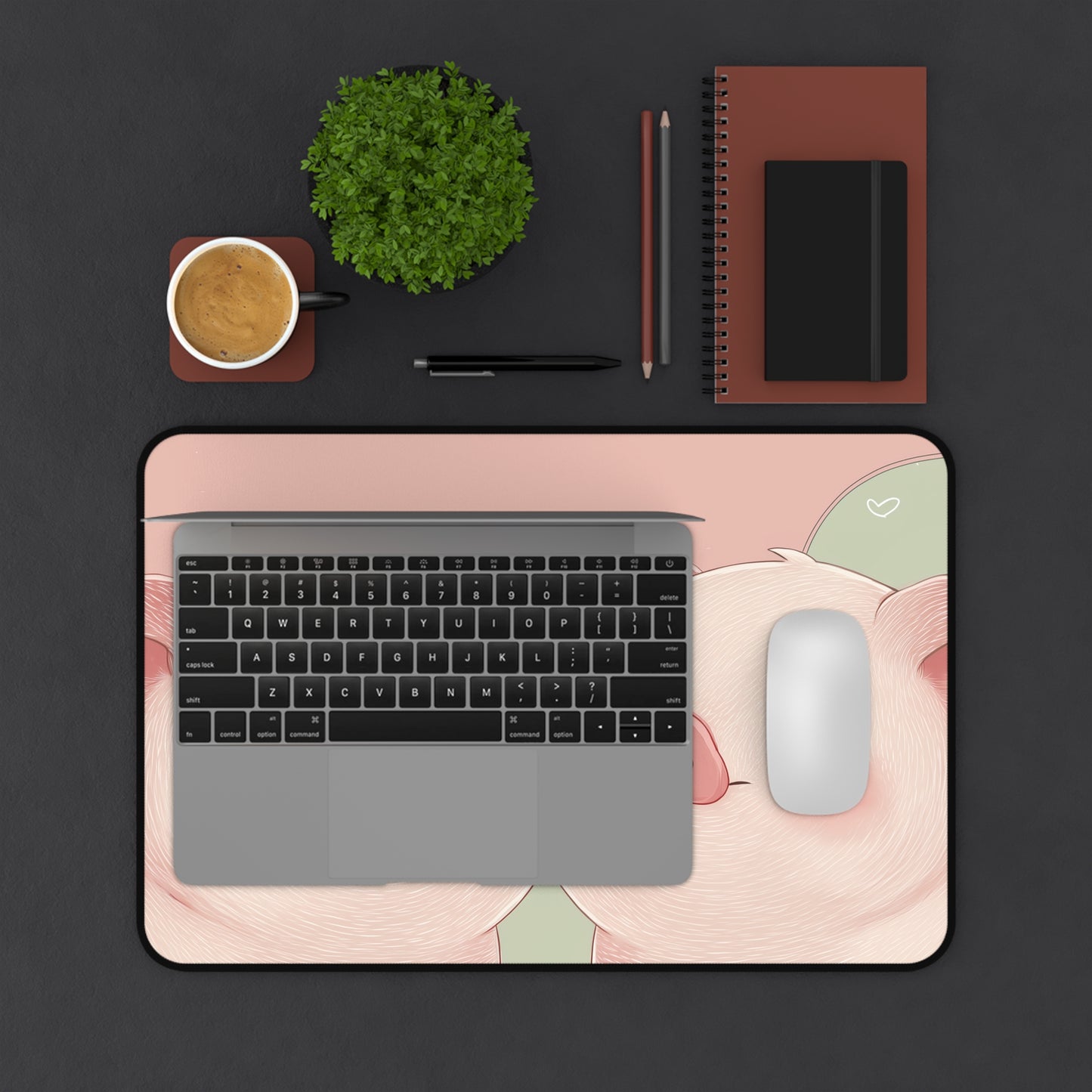 Pigs Desk Mat Kawaii Style, Piggy Large Desk Pad