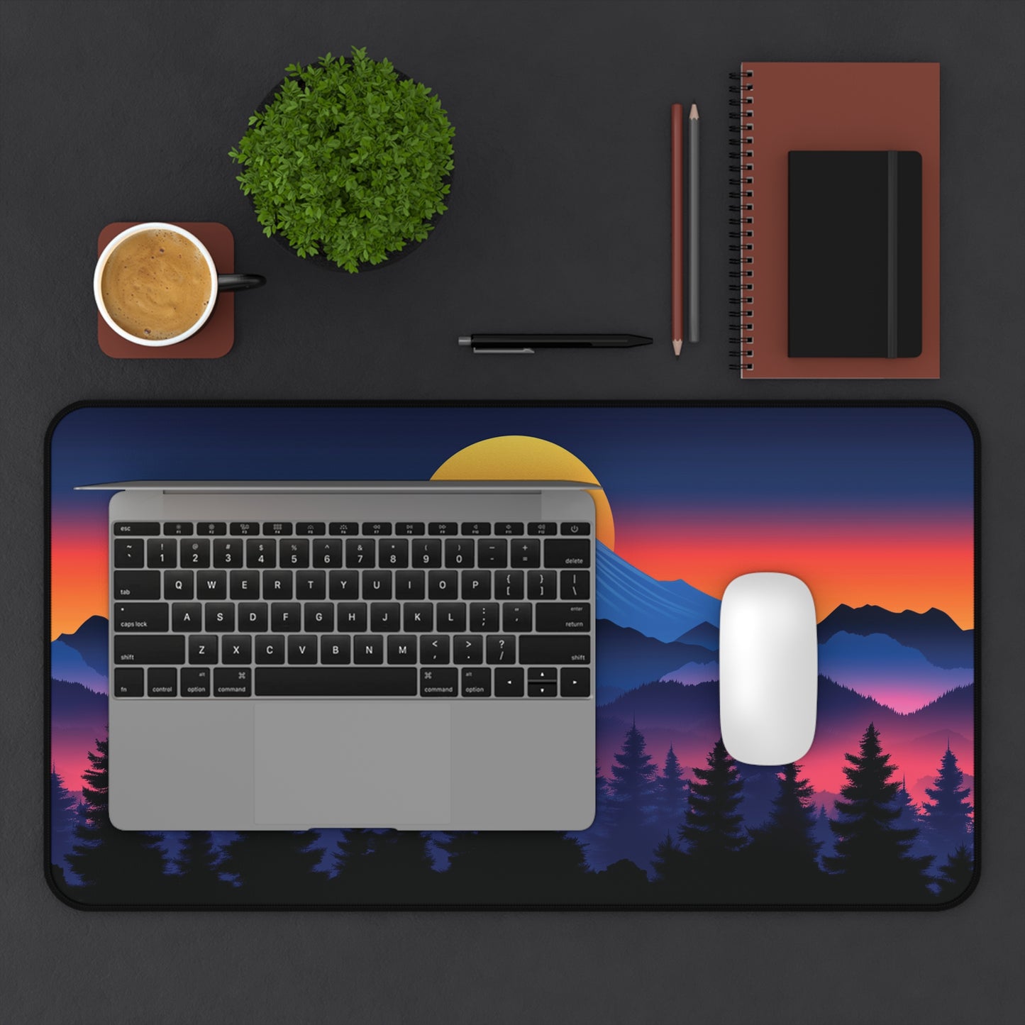 Mountain Anime Desk Mat, Japanese Style Landscape Desk Pad