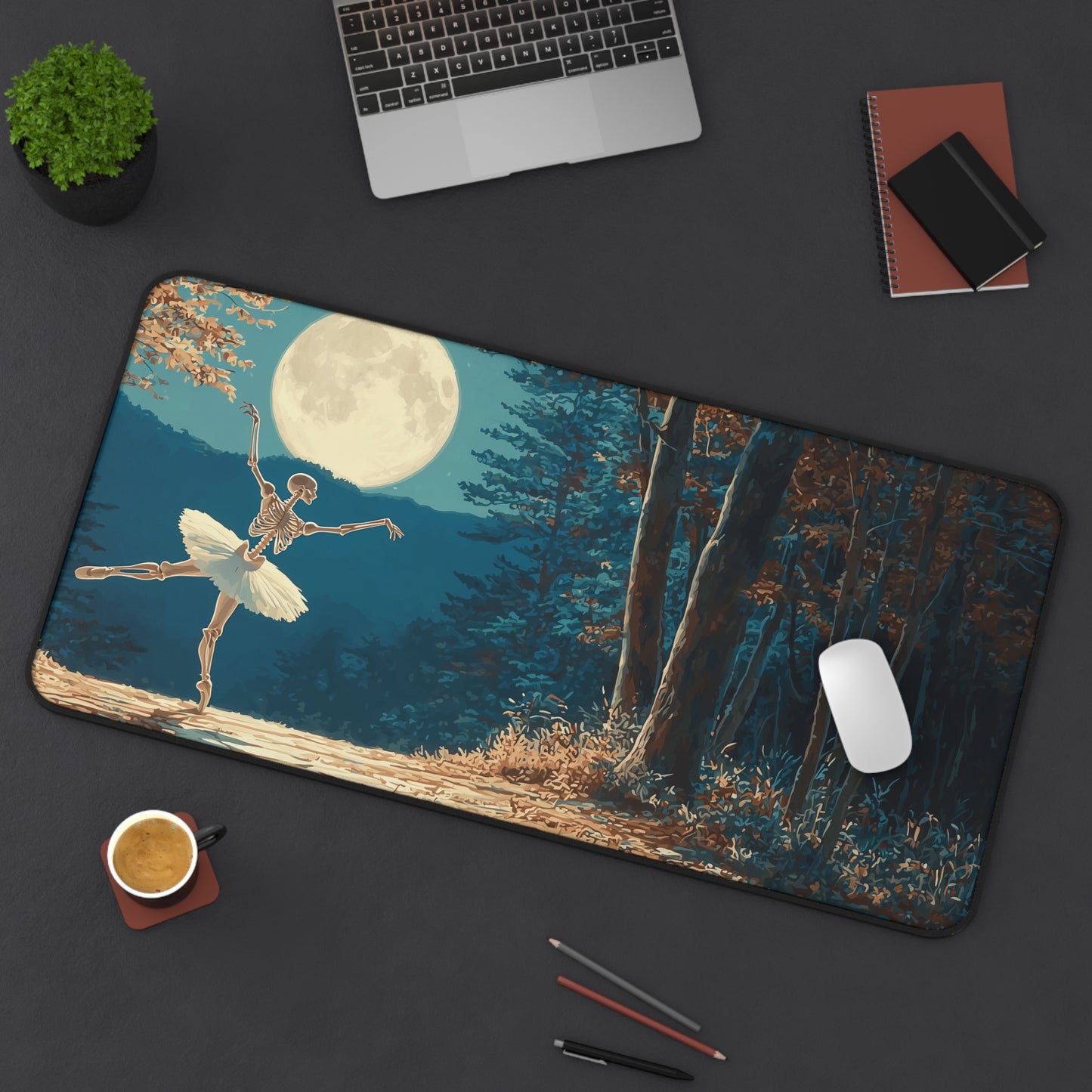 Skeleton Ballerina Desk Mat for Halloween Decor & Dark Aesthetic Lovers