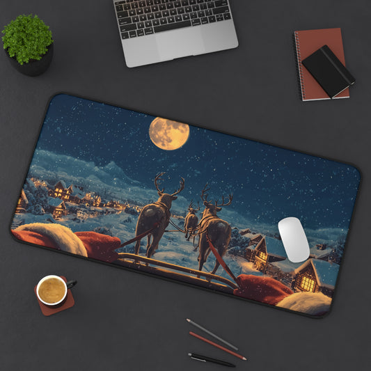 Christmas Night Desk Mat, Snow Holiday Office Decor