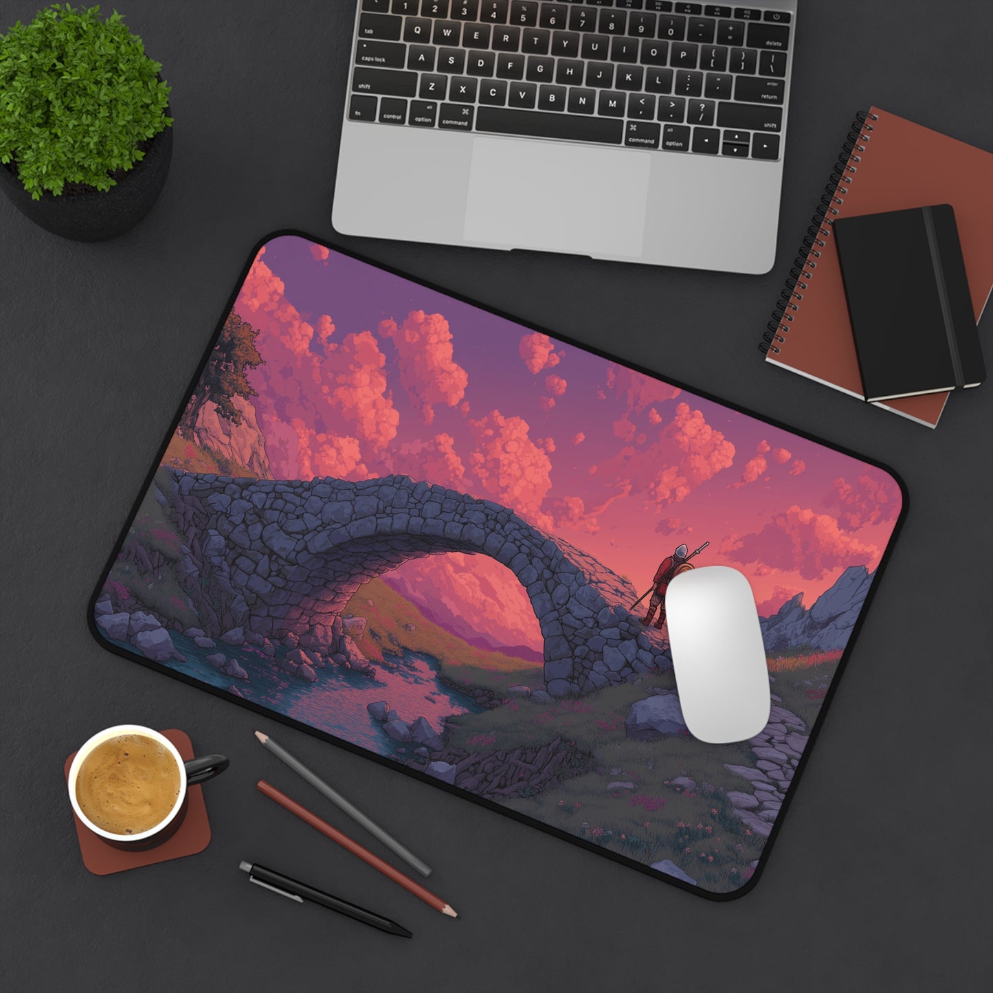 Knight Gaming Desk Pad Pixel Art Aesthetic