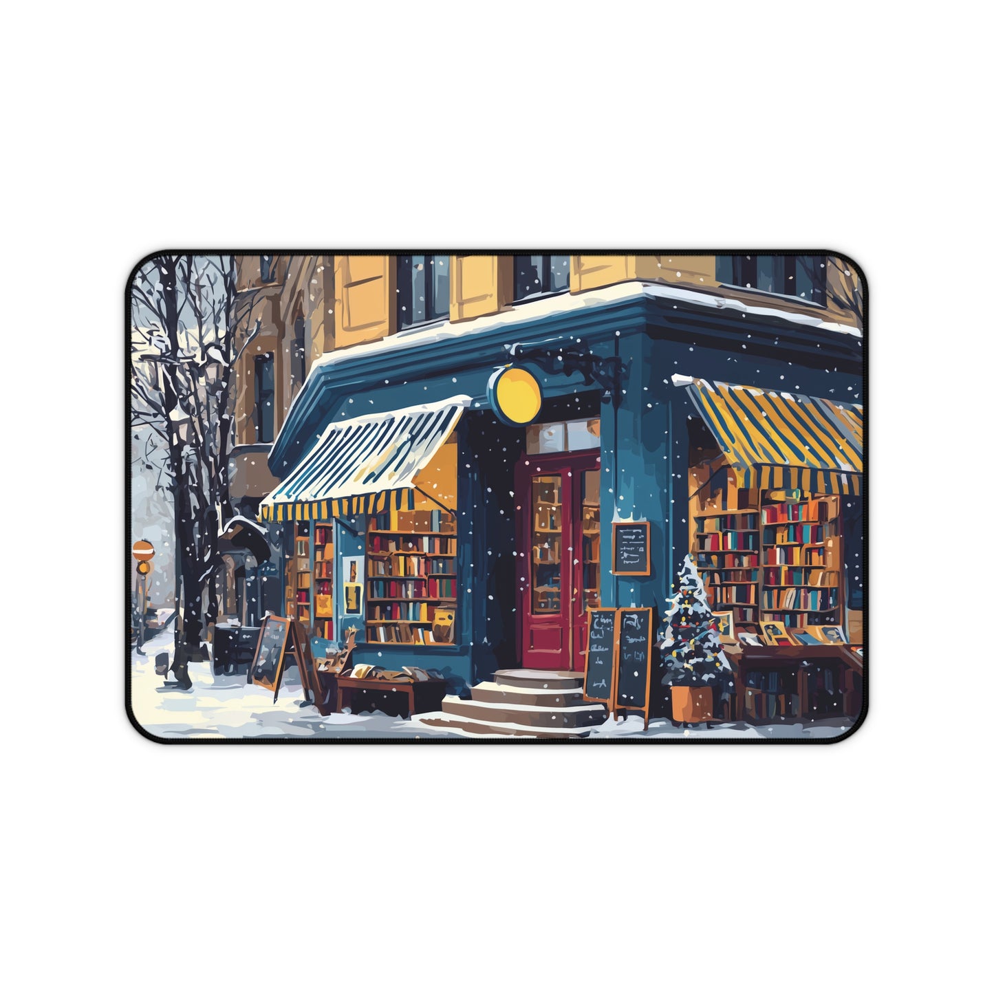 Serene Christmas Desk Pad, Book Lovers Mouse Pad