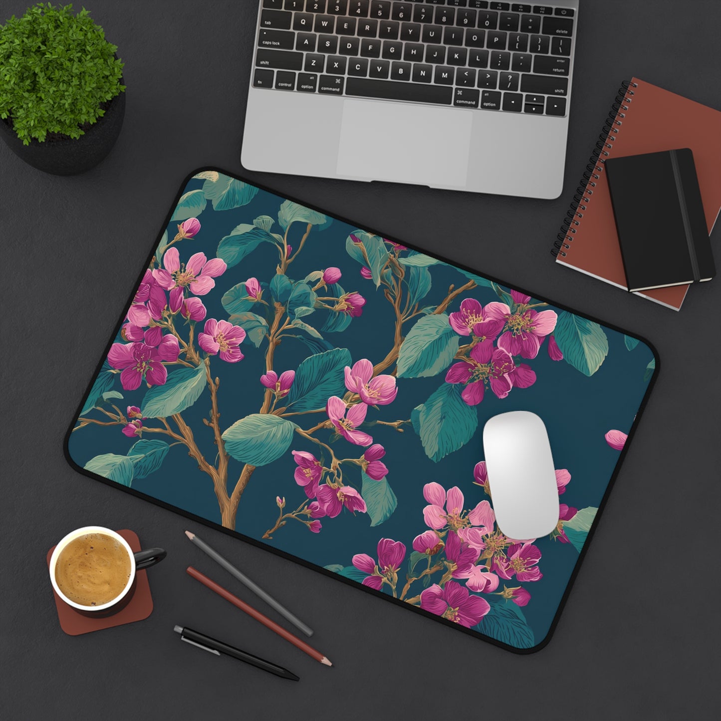 Cherry Blossom Flowers Desk Mat, Elegant Aesthetic Desk Pad