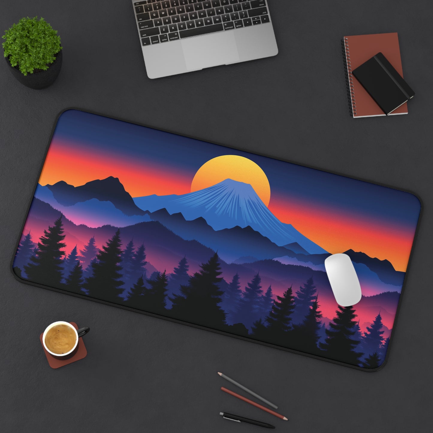 Mountain Anime Desk Mat, Japanese Style Landscape Desk Pad