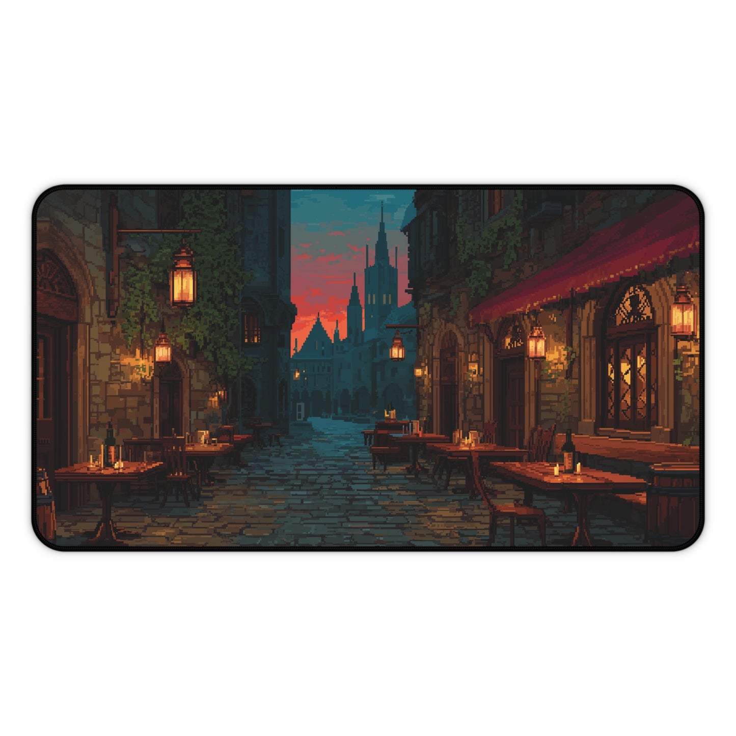 Pixel Art Mouse Pad: Medieval City Desk Mat