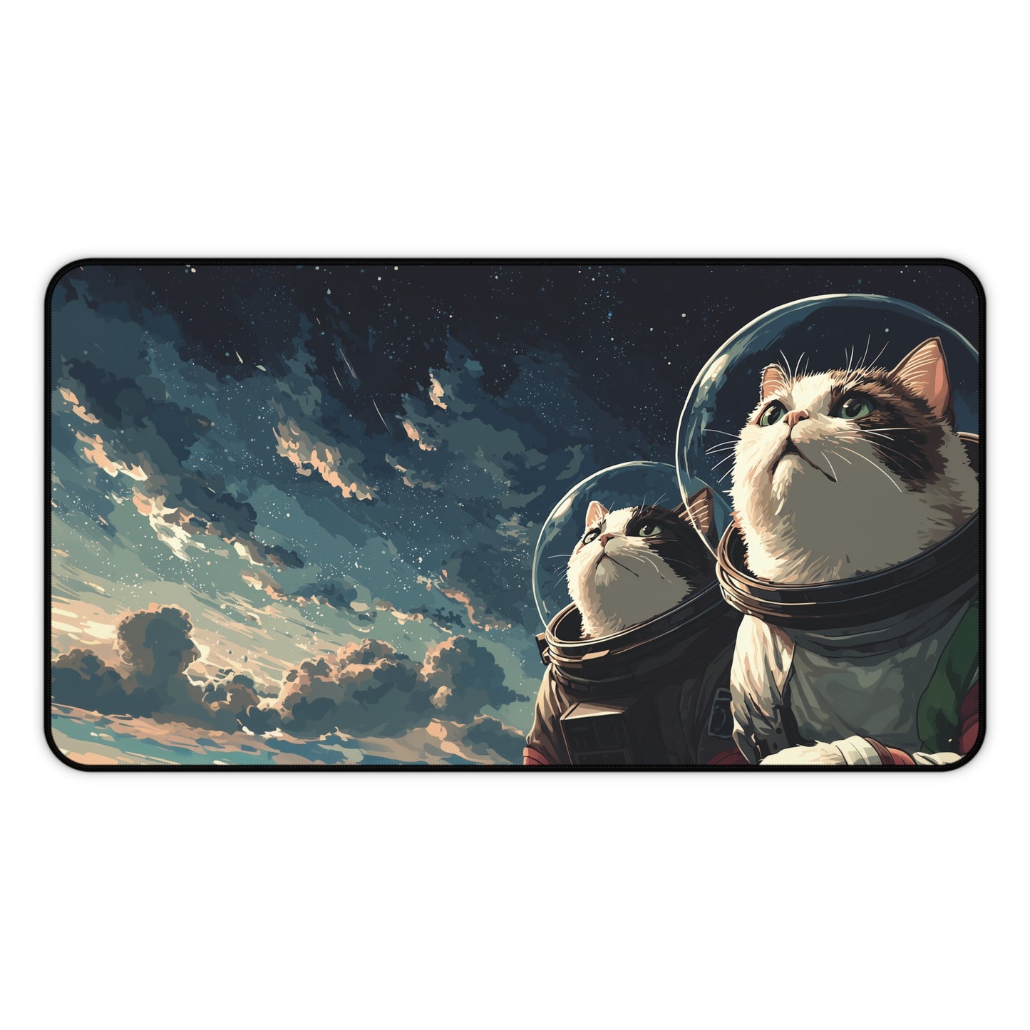 Funny Cats in Space Mouse Pad XL, Galaxy Kittens Desk Decor