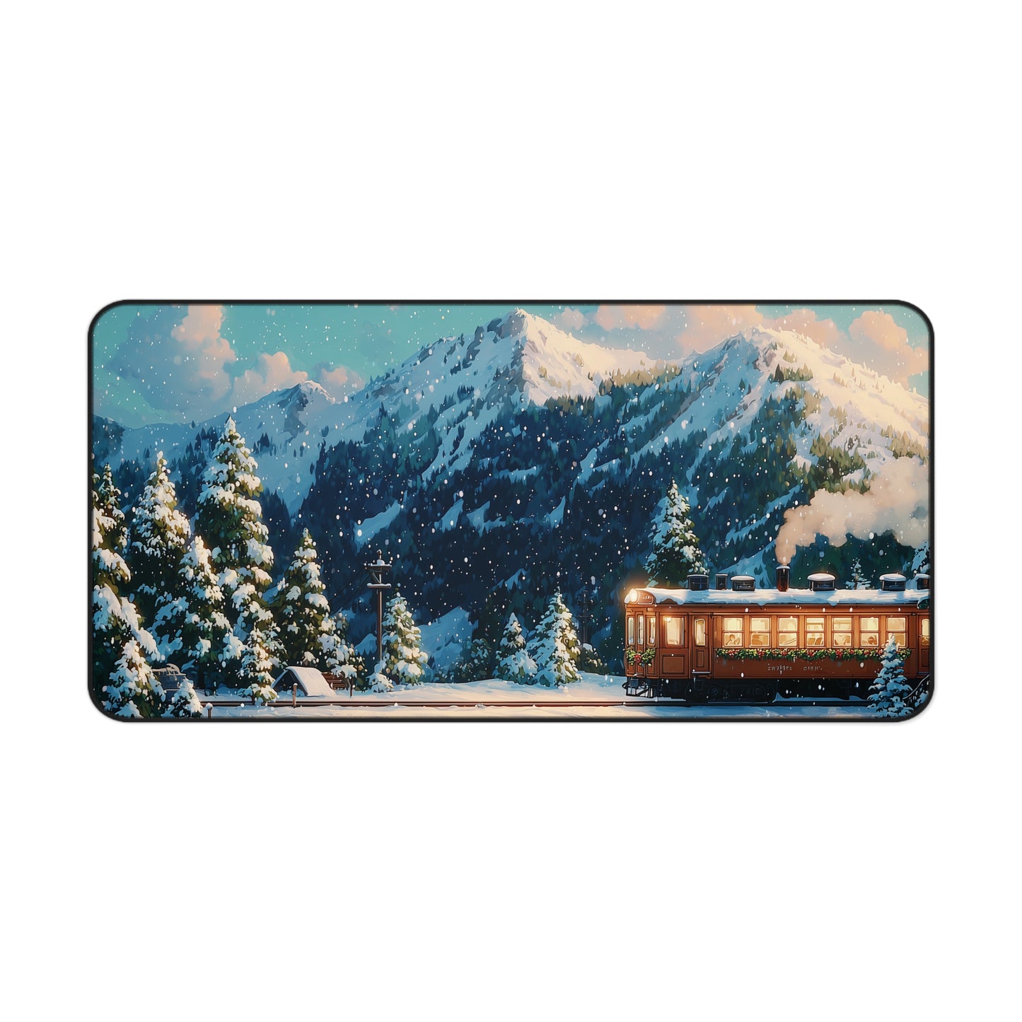 Red Train Desk Pad, Christmas Office Decor