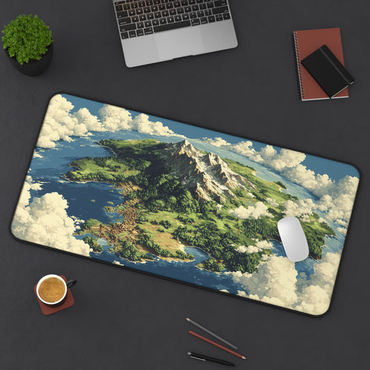 Fantasy World Map Desk Mat: Pixel Art Mouse Pad